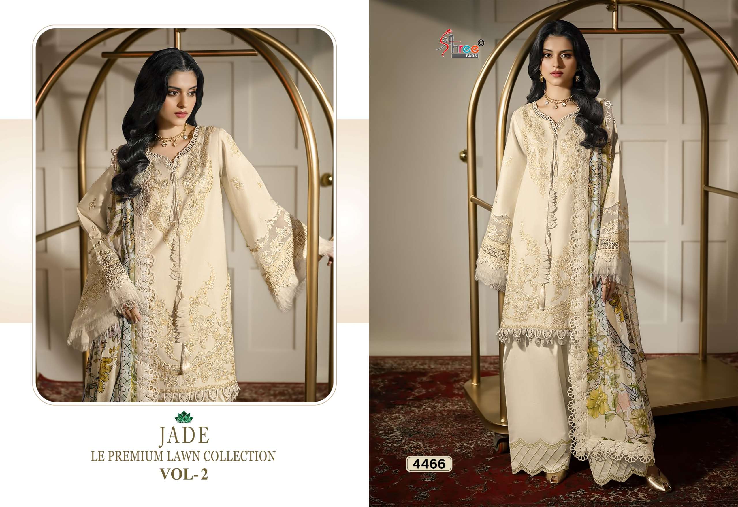SHREE FABS JADE LE PREMIUM LAWN COLLECTION VOL 2 COTTON HEAVY EMBROIDERY WORK SUIT