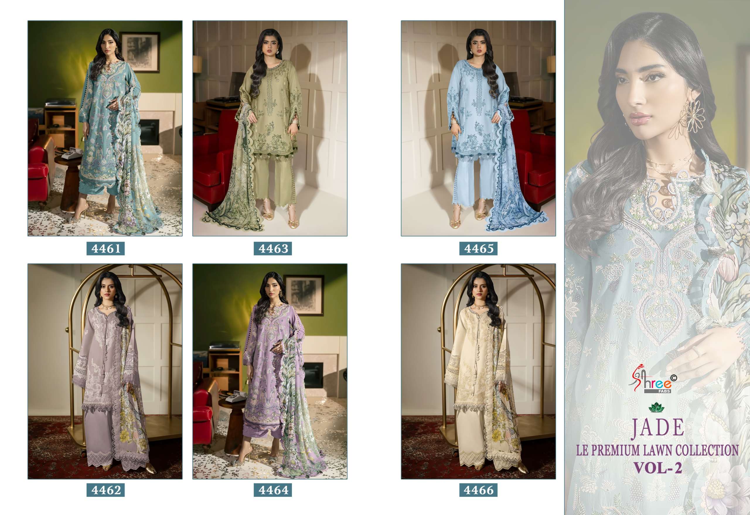 SHREE FABS JADE LE PREMIUM LAWN COLLECTION VOL 2 COTTON HEAVY EMBROIDERY WORK SUIT