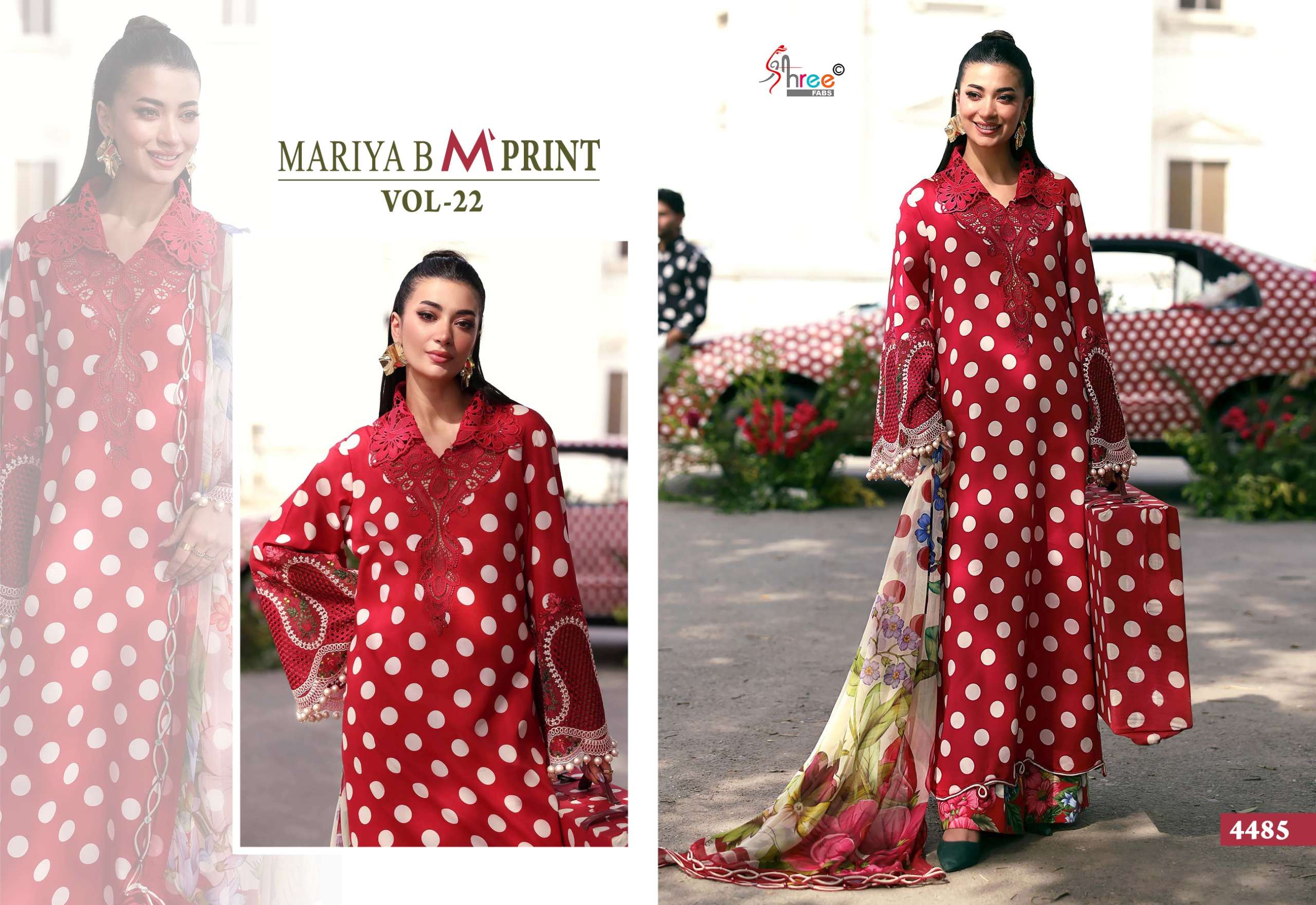 SHREE FABS MARIA B M PRINT VOL 22 COTTON HEAVY PATCH EMBROIDERY WORK SALWAR KAMEEZ 
