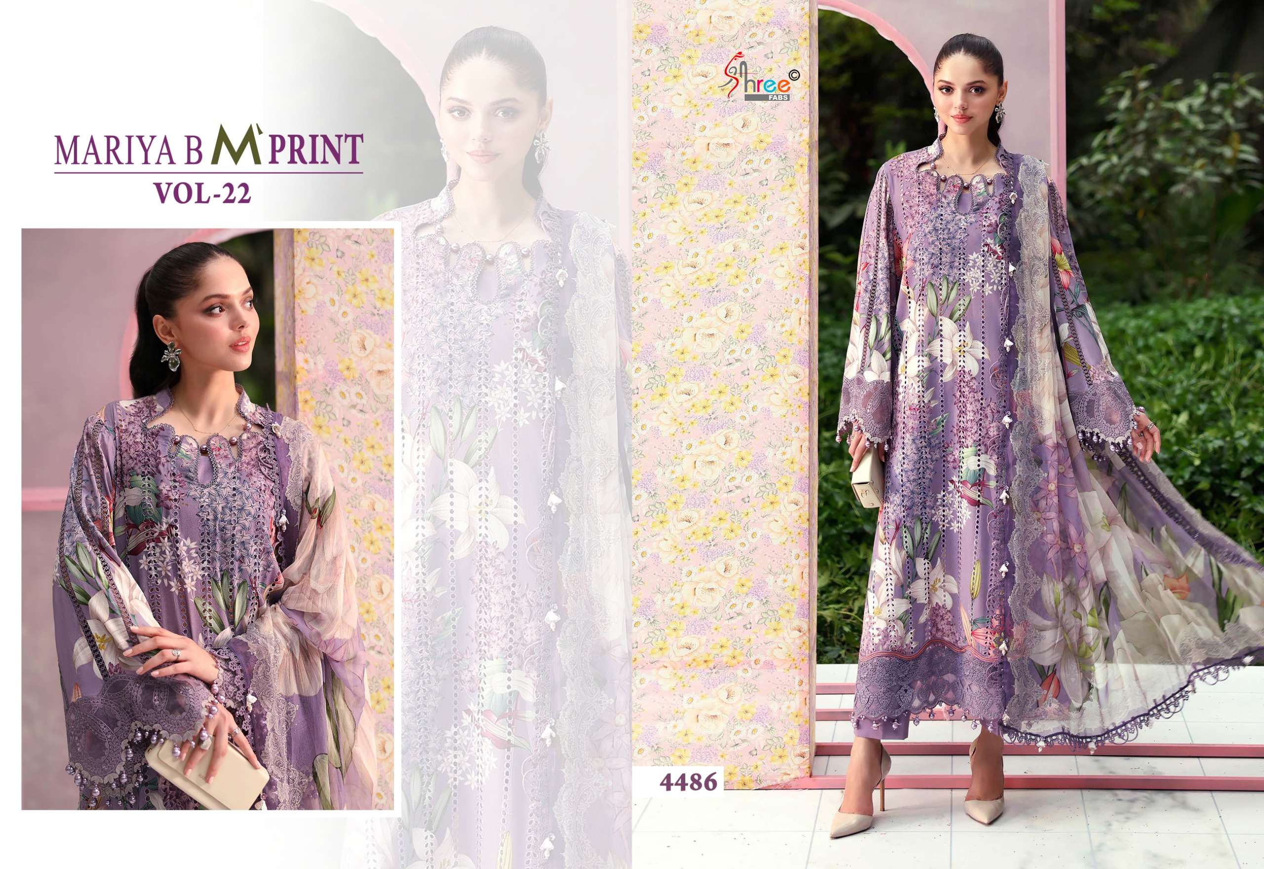 SHREE FABS MARIA B M PRINT VOL 22 COTTON HEAVY PATCH EMBROIDERY WORK SALWAR KAMEEZ 