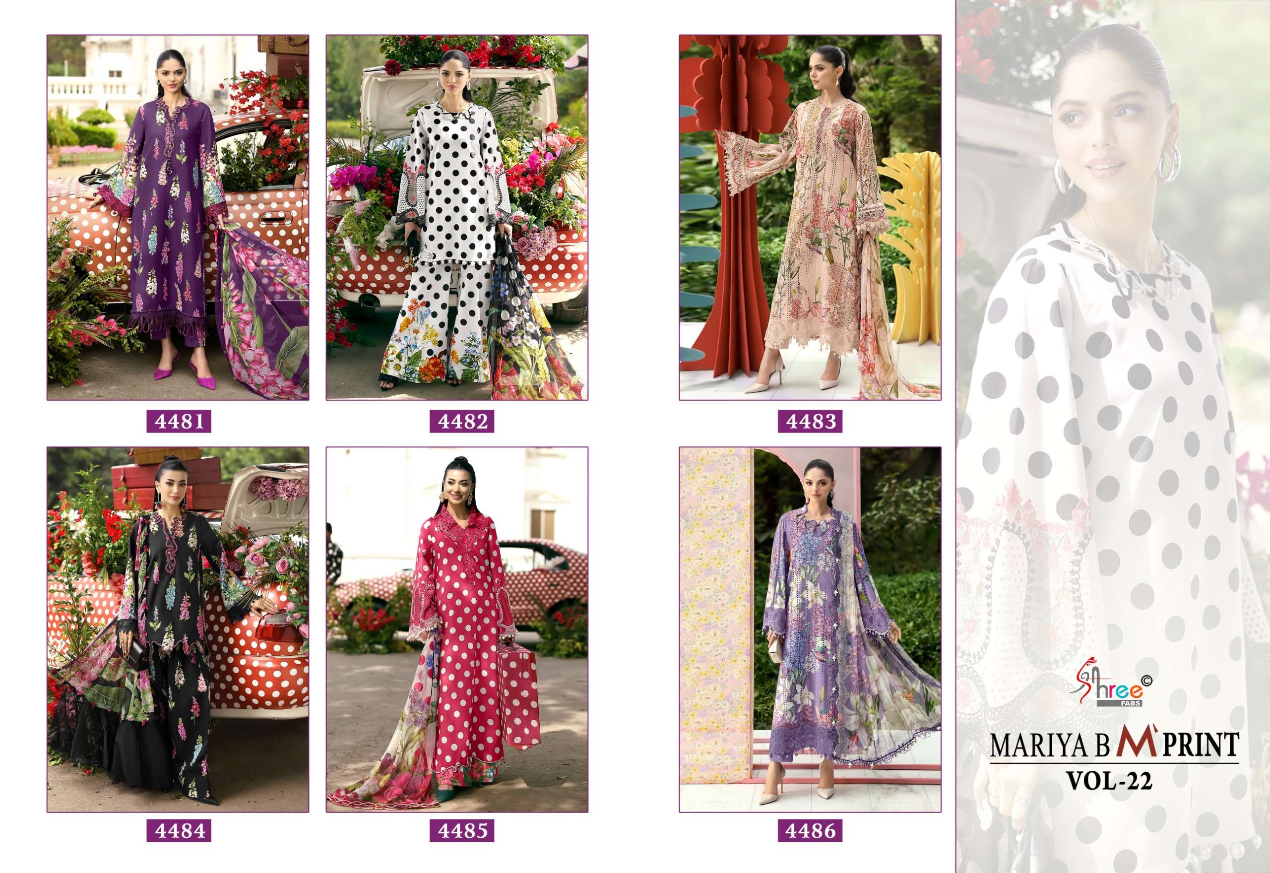 SHREE FABS MARIA B M PRINT VOL 22 COTTON HEAVY PATCH EMBROIDERY WORK SALWAR KAMEEZ 