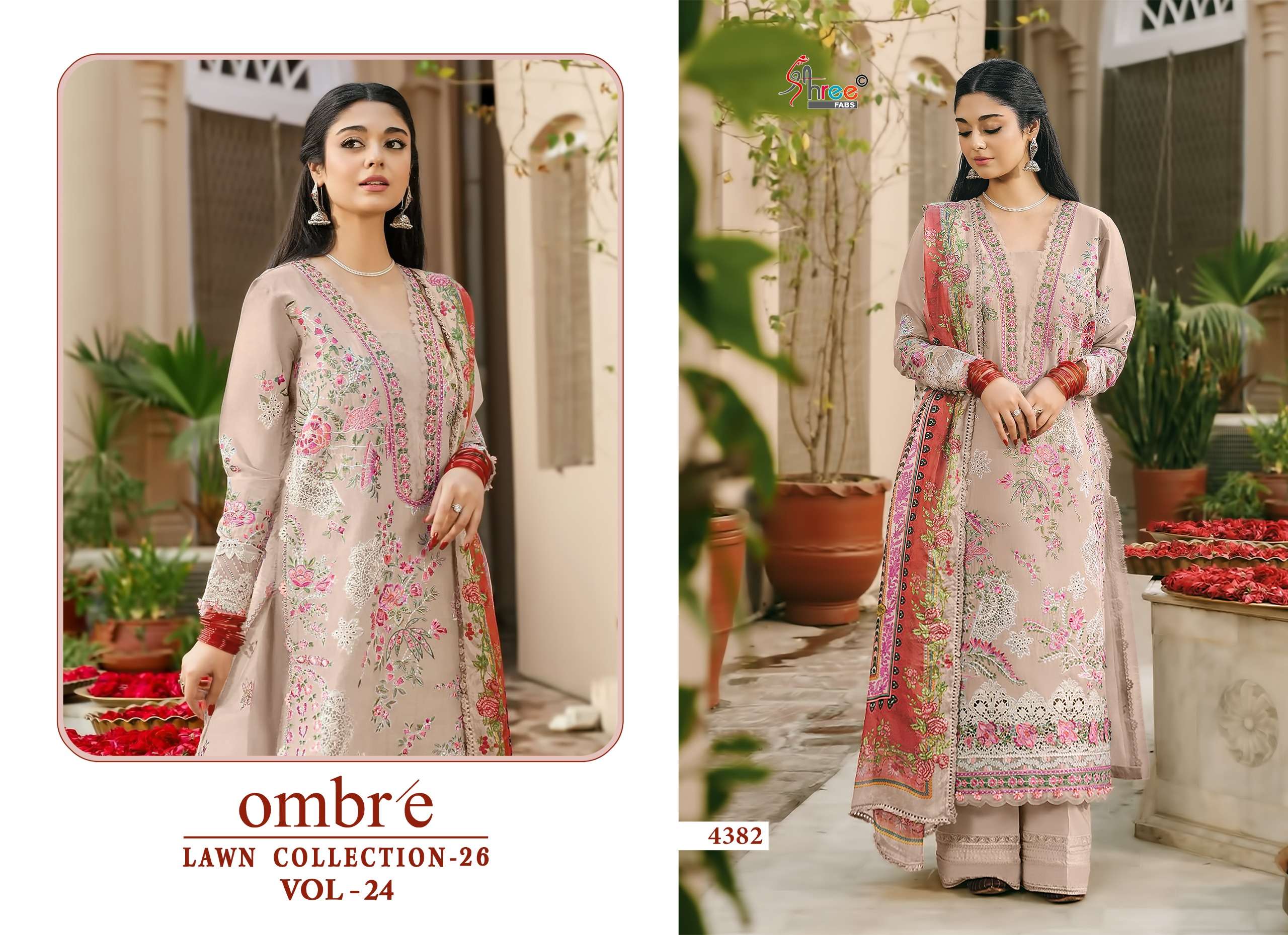 SHREE FABS OMBRE LAWN COLLECTION VOL 24 COTTON HEAVY EMBROIDERY DESIGNER PAKISTANI SUIT