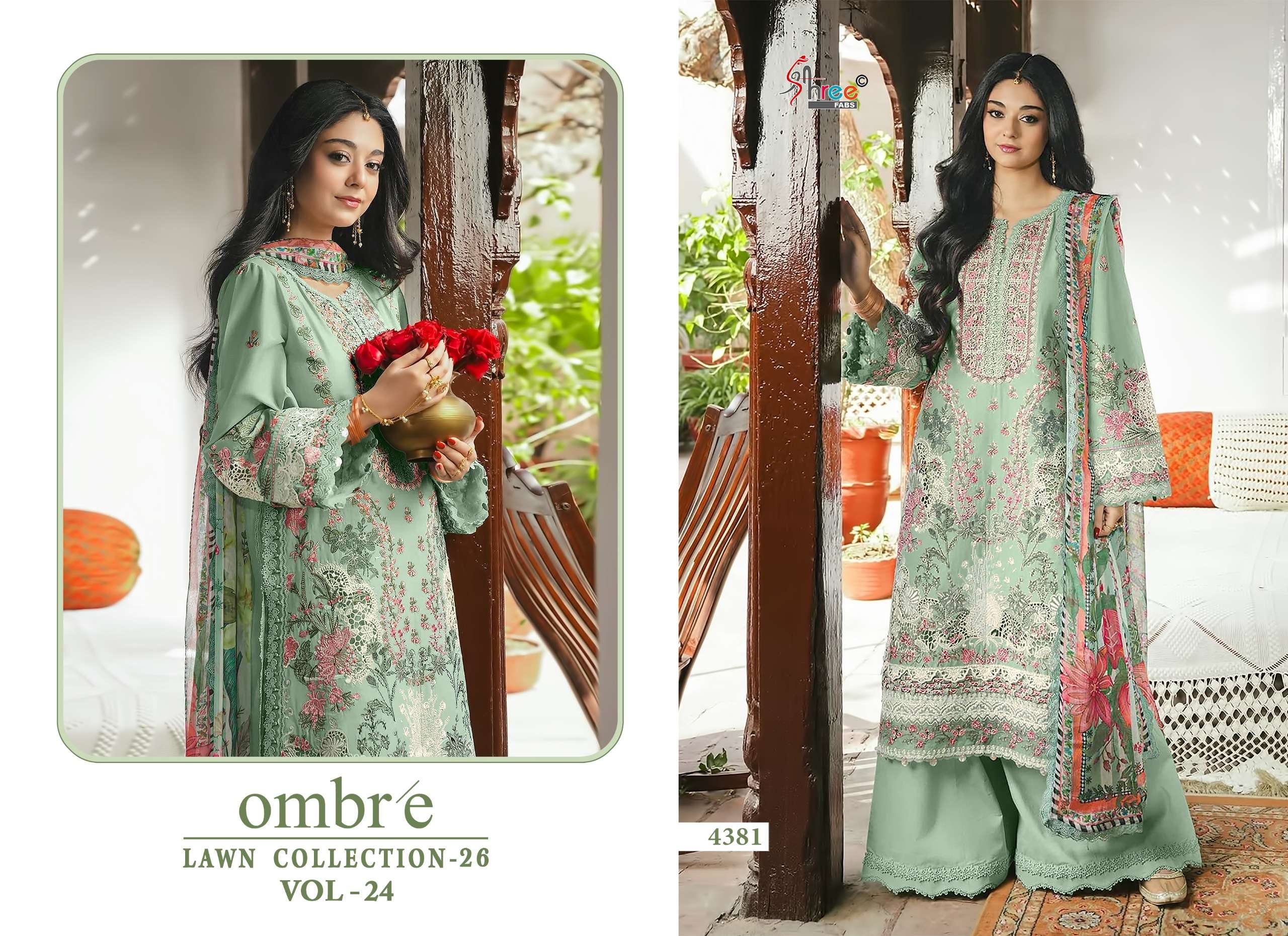SHREE FABS OMBRE LAWN COLLECTION VOL 24 COTTON HEAVY EMBROIDERY DESIGNER PAKISTANI SUIT