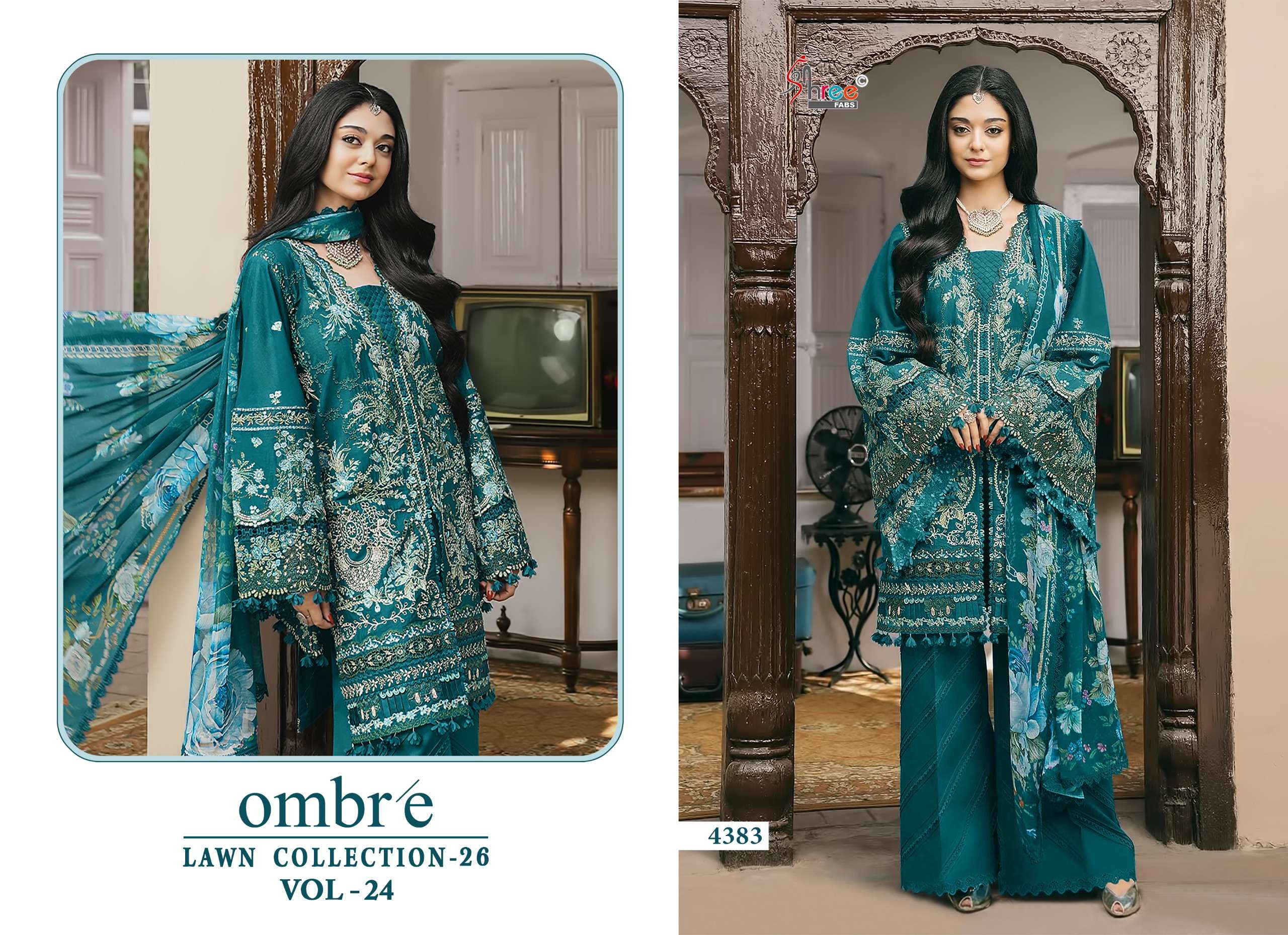 SHREE FABS OMBRE LAWN COLLECTION VOL 24 COTTON HEAVY EMBROIDERY DESIGNER PAKISTANI SUIT