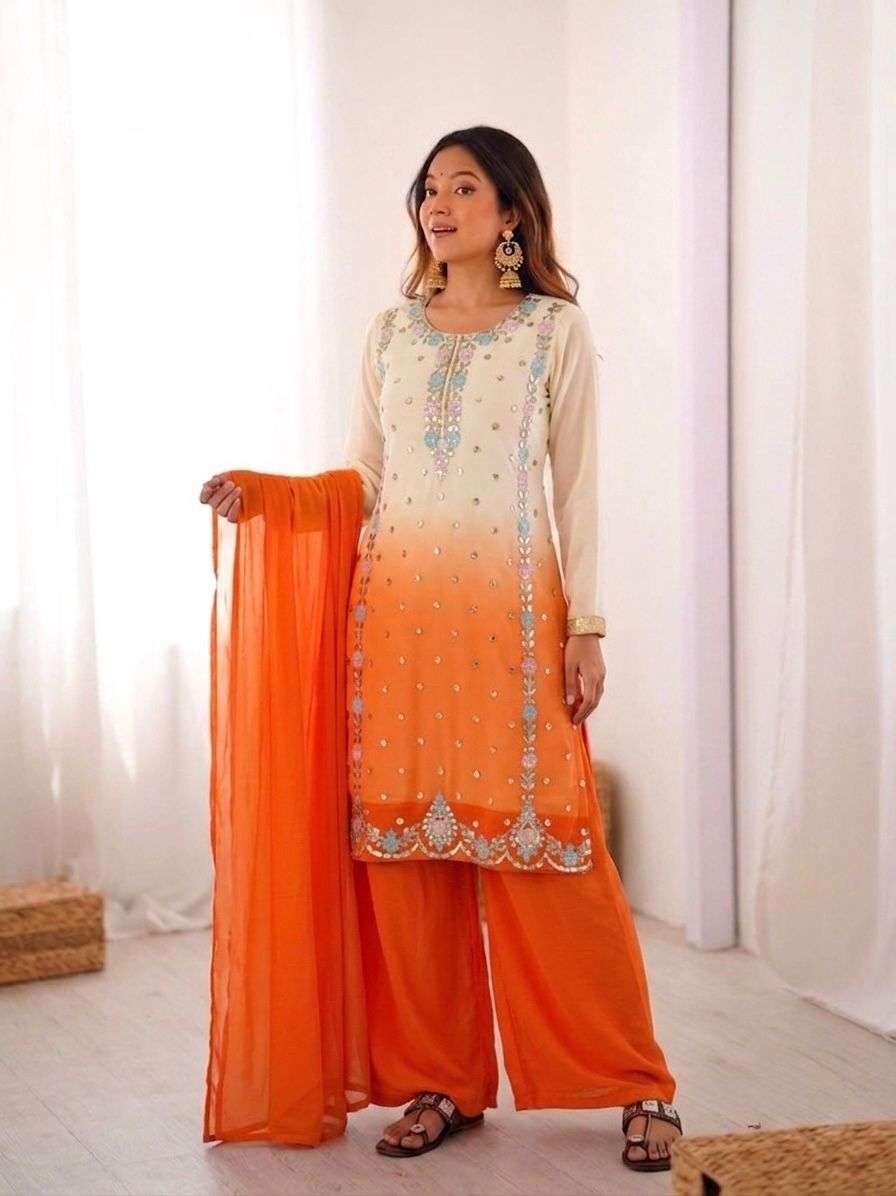 SR 1712 NEW DESIGNS SHADED FABRIC GEORGETTE DESIGNER PARTY WEAR LADIES SUIT