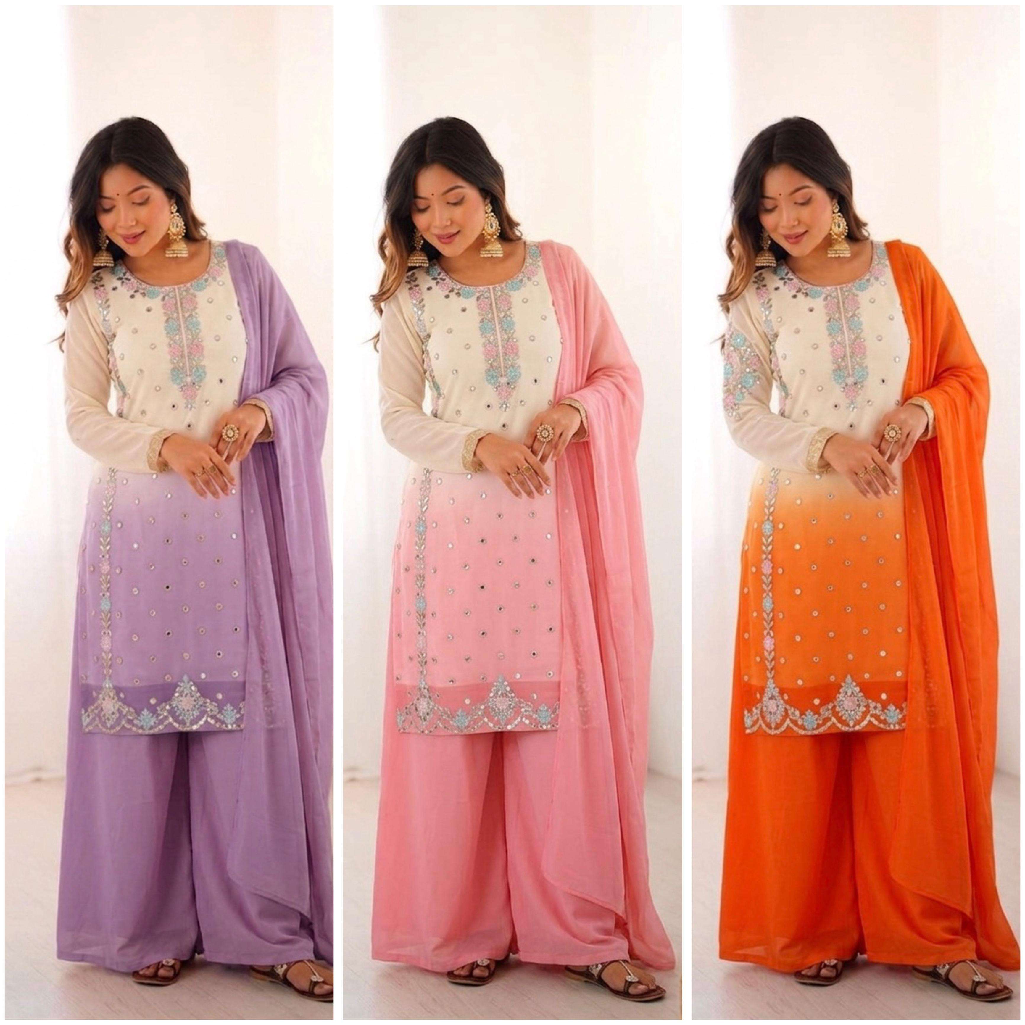 SR 1712 NEW DESIGNS SHADED FABRIC GEORGETTE DESIGNER PARTY WEAR LADIES SUIT