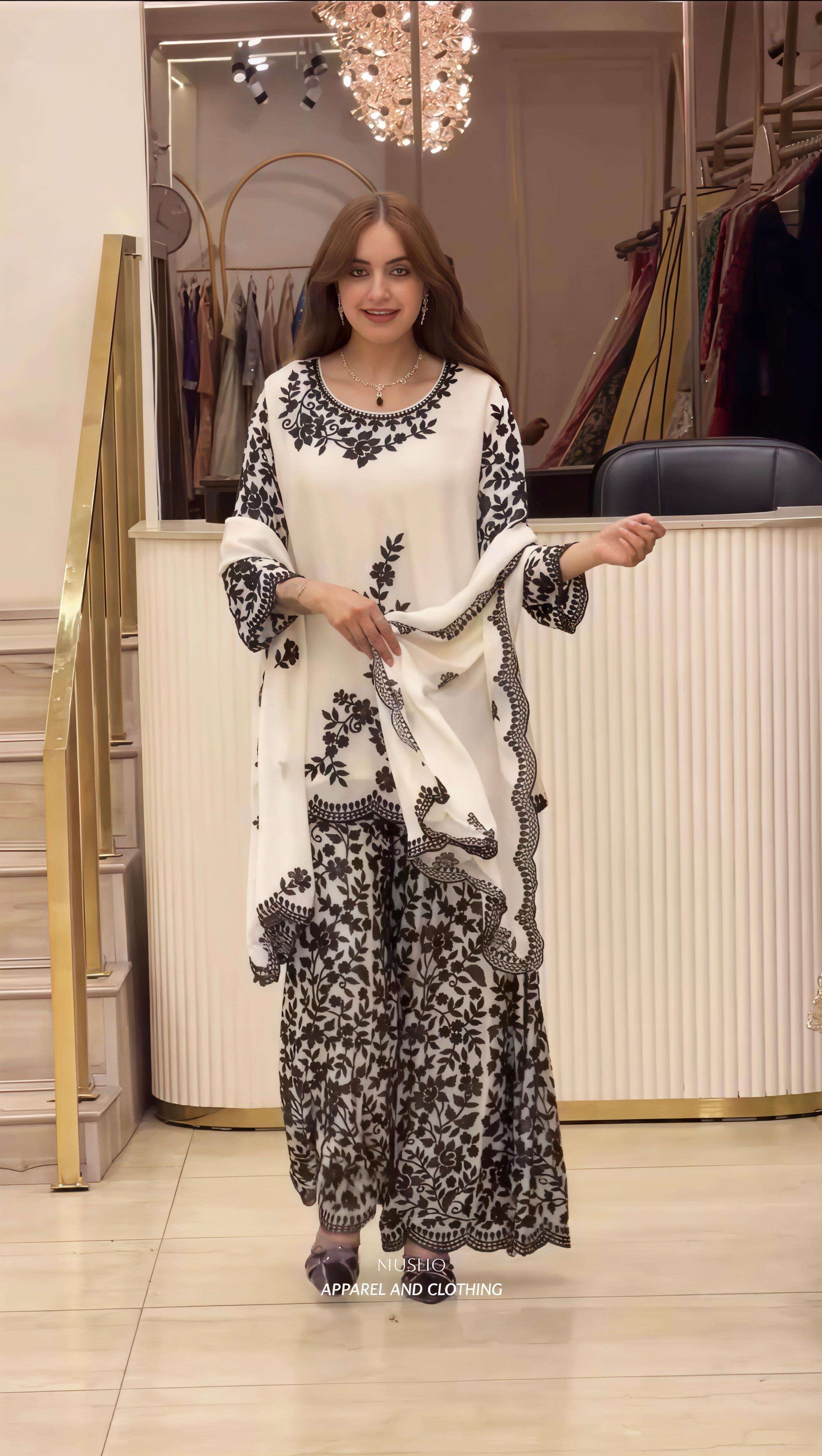 SR 1713 GEORGETTE SEQUENCE EMBROIDERY DESIGNER WORK PARTY WEAR LADIES SUIT