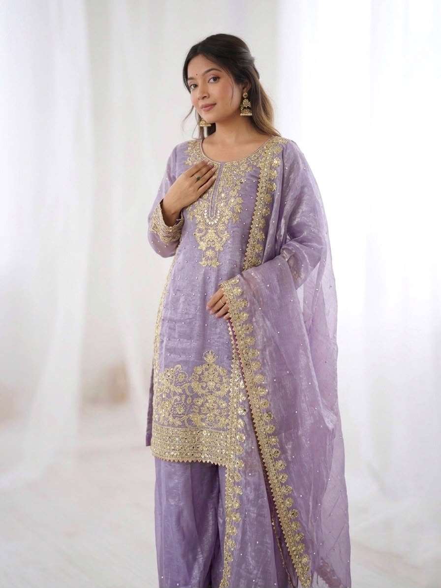 SSR 535 SILK HEAVY EMBROIDERD DESIGNER FESTIVE WEAR LADIES SUIT