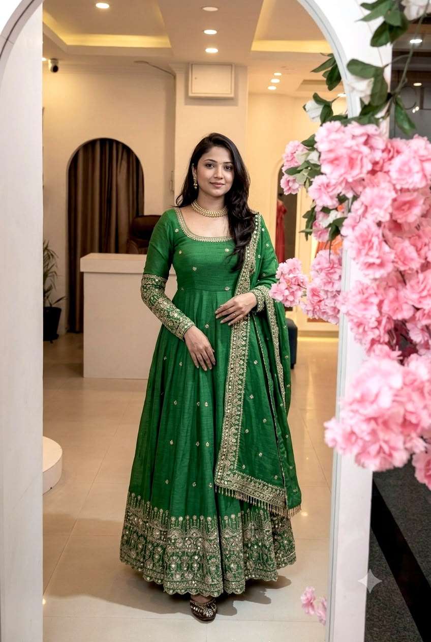 SSR 544 SILK SEQUENCE EMBROIDERY DESIGNER WORK PARTY WEAR ANARKALI GOWN BOTTOM AND DUPATTA SET 