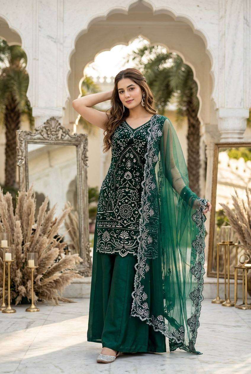 ST 203 GEORGETTE HEAVY GORGEOUS DESIGNER LOOK PARTY WEAR LADIES SUIT