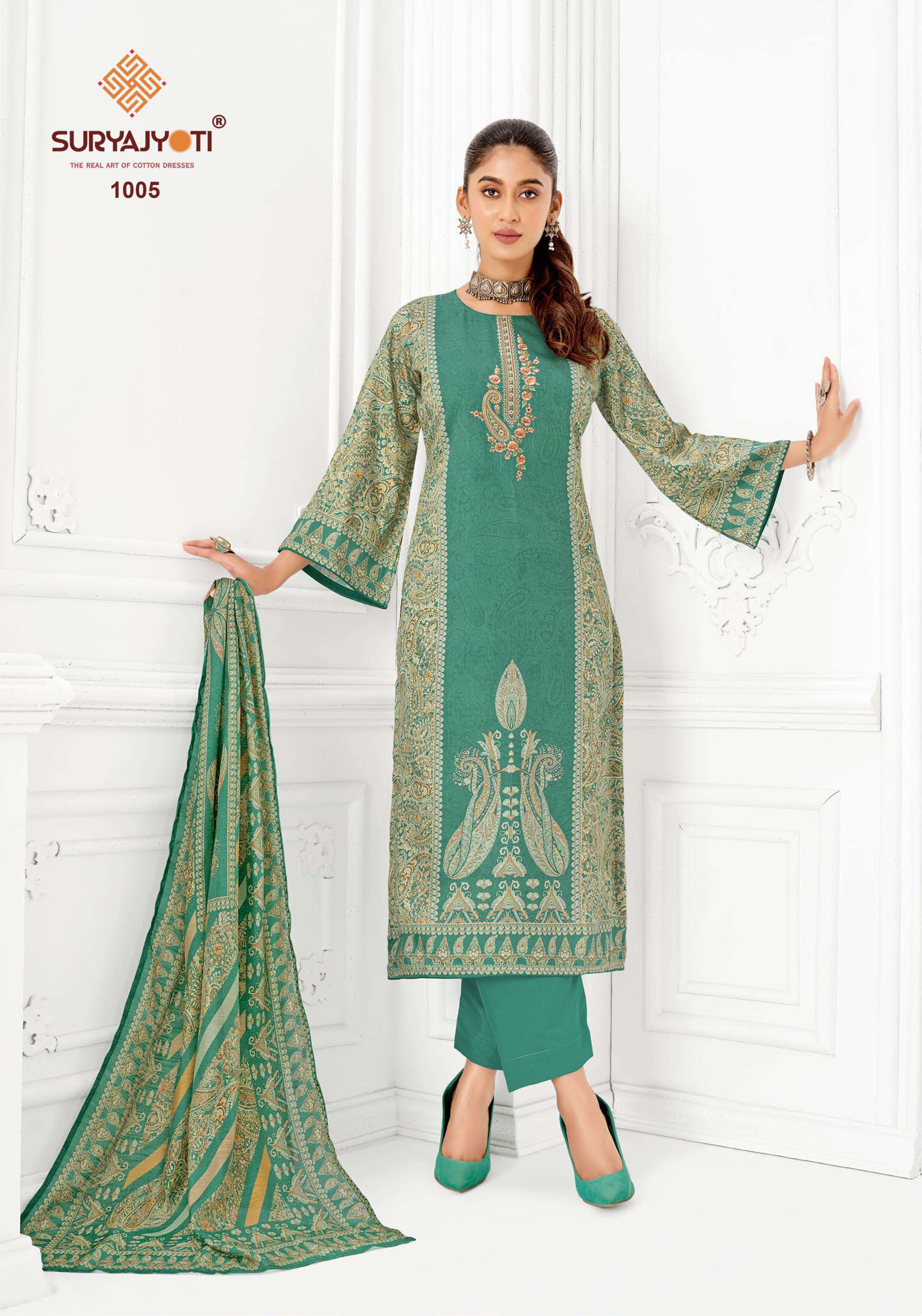 SURYAJYOTI NAMITA VOL 1 JAM SATIN DIGITAL PRINT WITH FANCY EMBROIDERY WORK SUIT