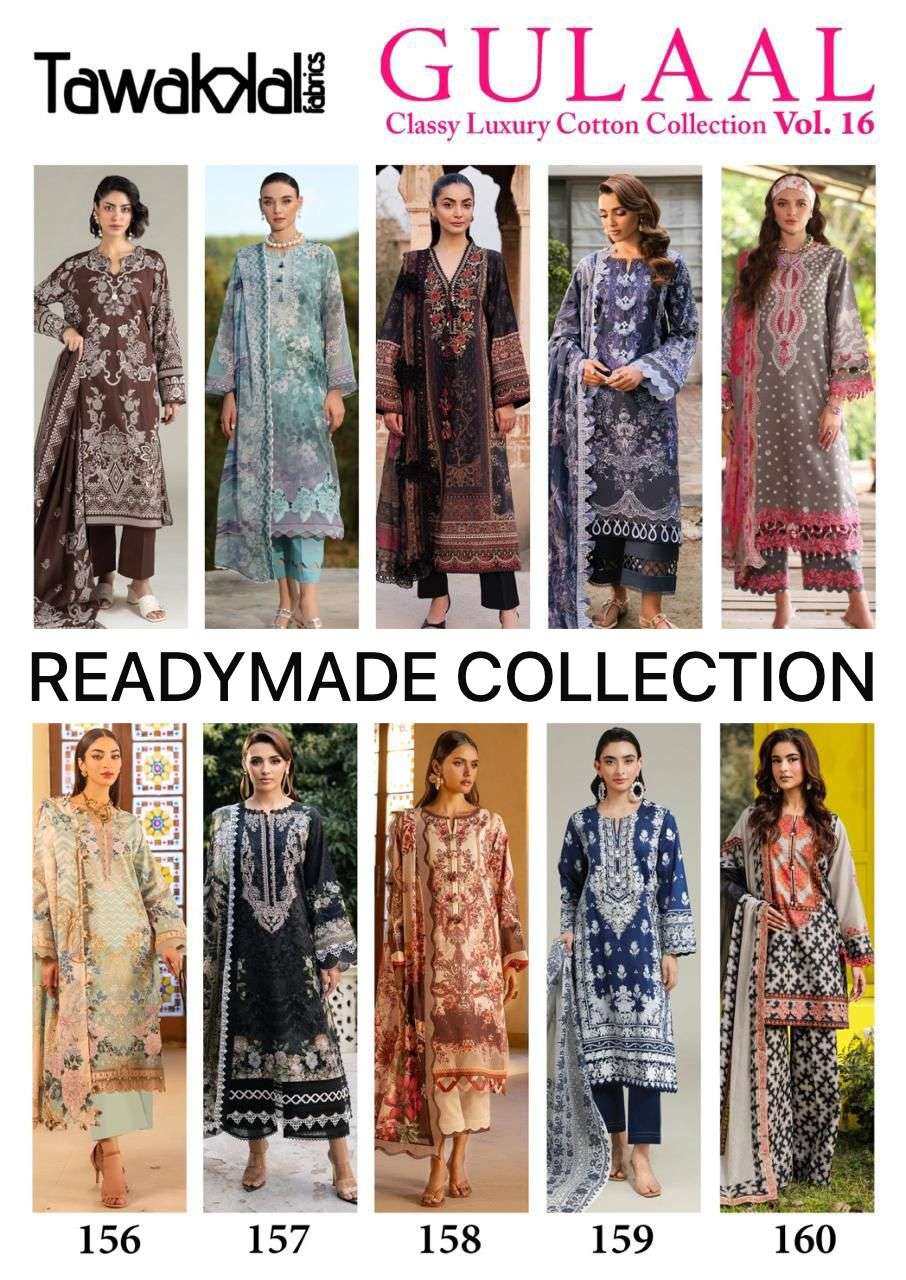 TAWAKKAL FABRICS GULAAL CLASSY LUXURY COTTON READY MADE COLLECTION VOL 16