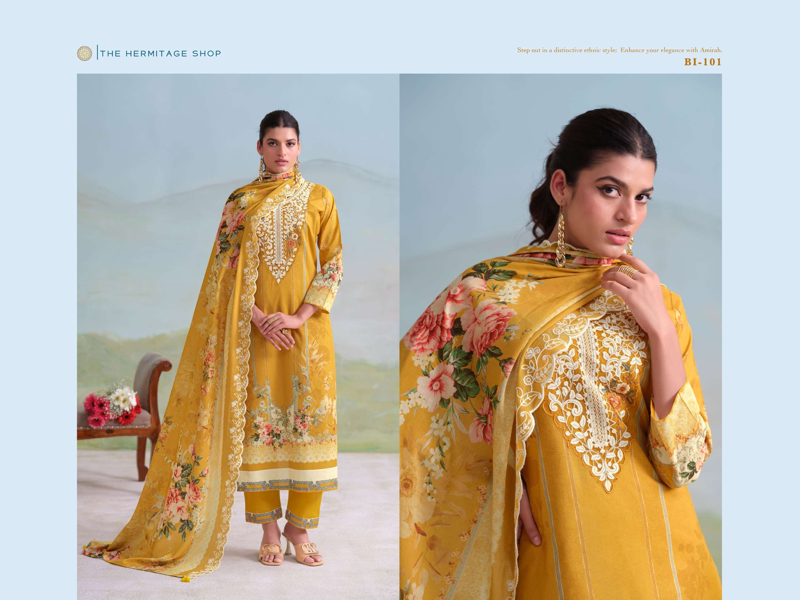 THE HERMITAGE SHOP BIN SAEED LAWN COTTON DESIGNER WORK SUIT