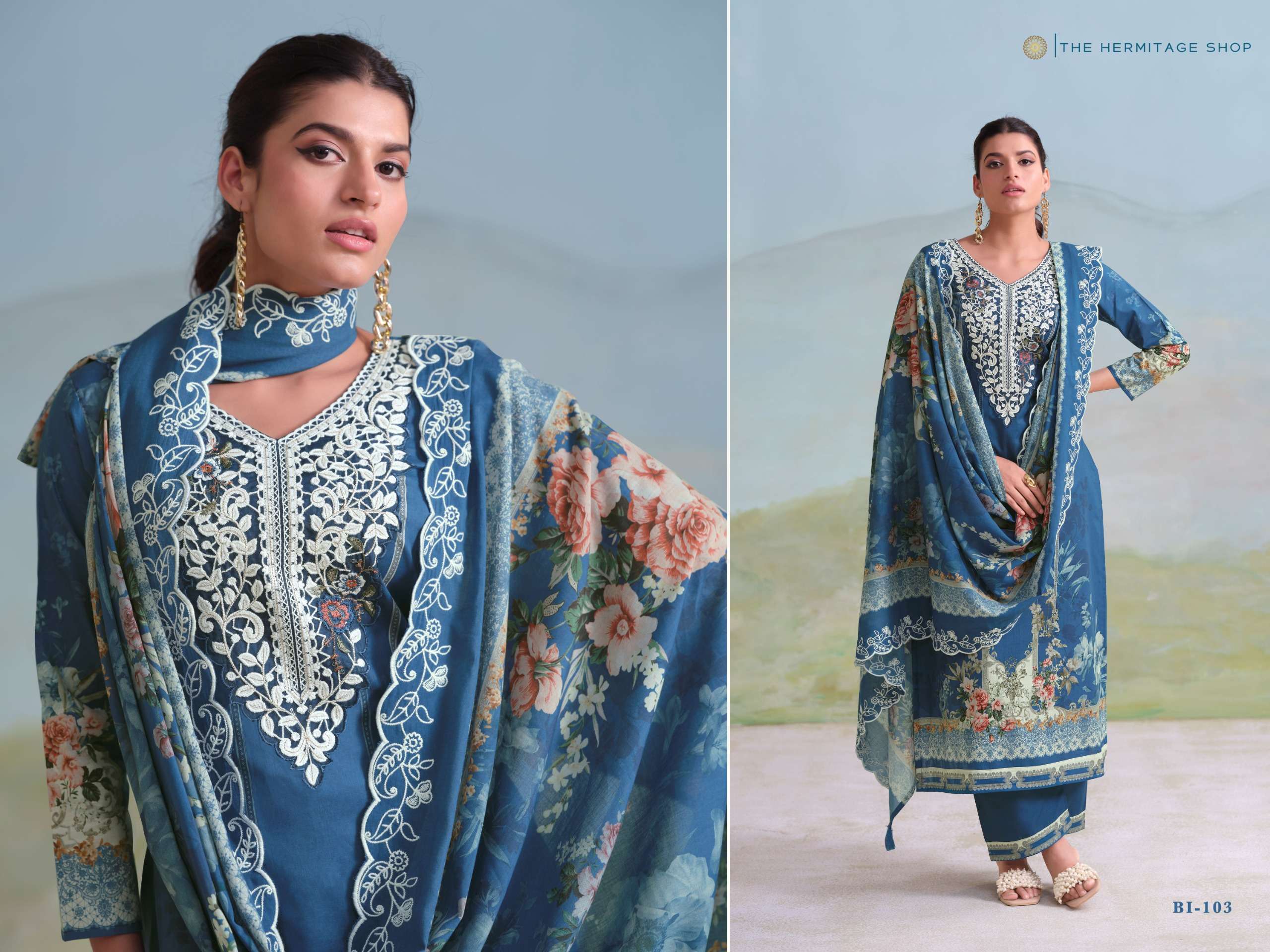 THE HERMITAGE SHOP BIN SAEED LAWN COTTON DESIGNER WORK SUIT