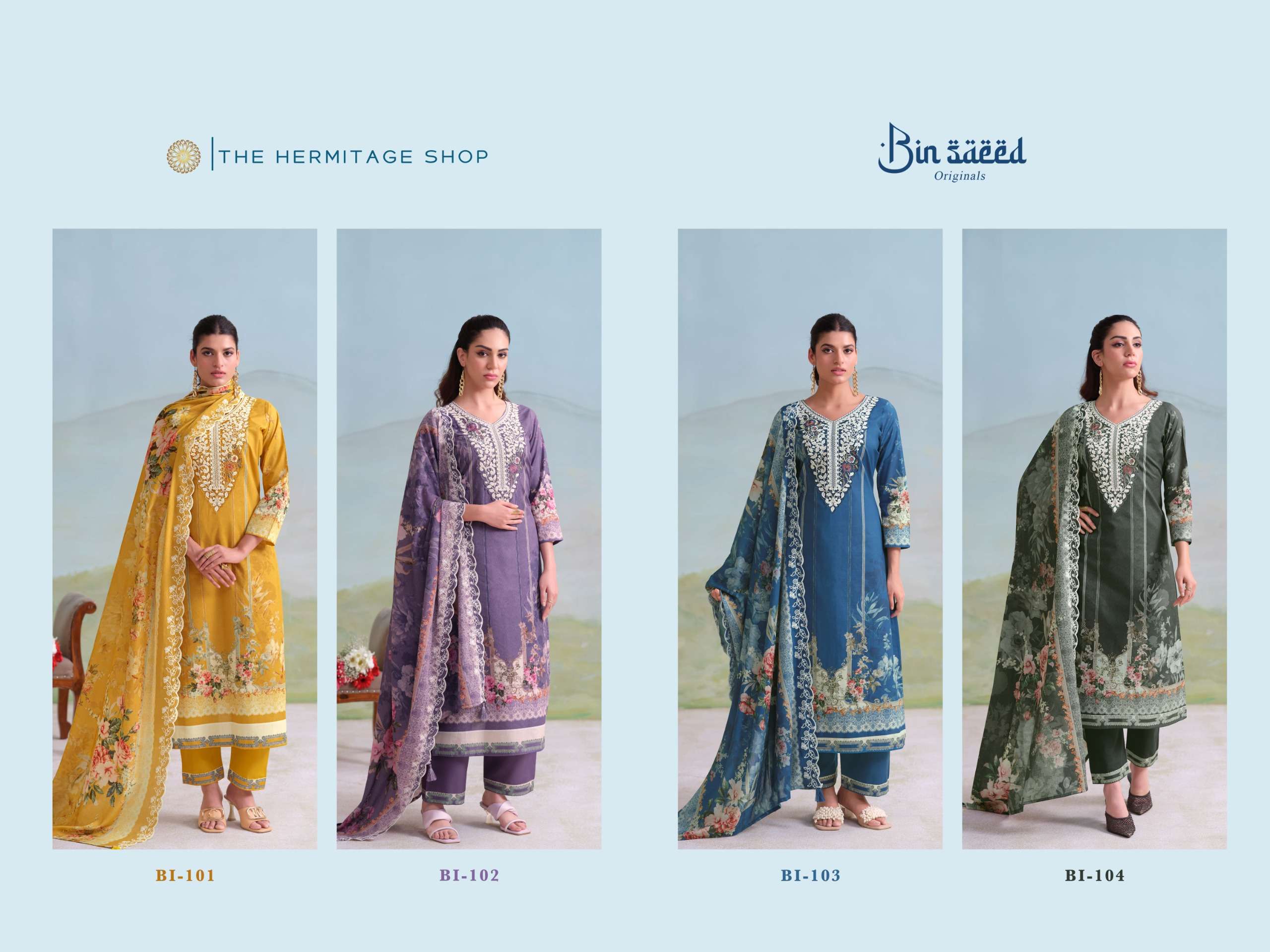 THE HERMITAGE SHOP BIN SAEED LAWN COTTON DESIGNER WORK SUIT
