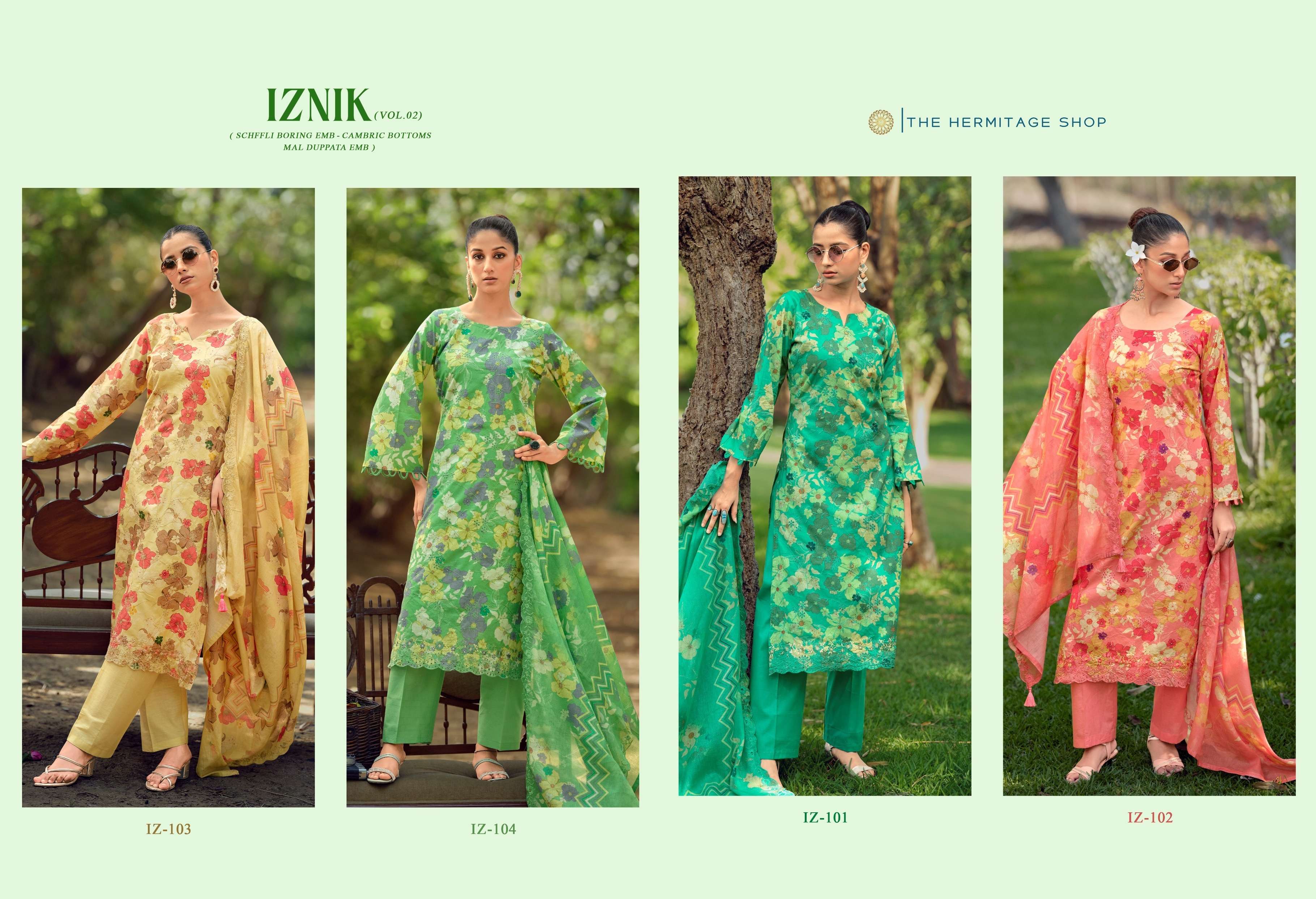 THE HERMITAGE SHOP IZNIK VOL 2 LAWN COTTON DIGITAL PRINT WITH FANCY WORK SUIT