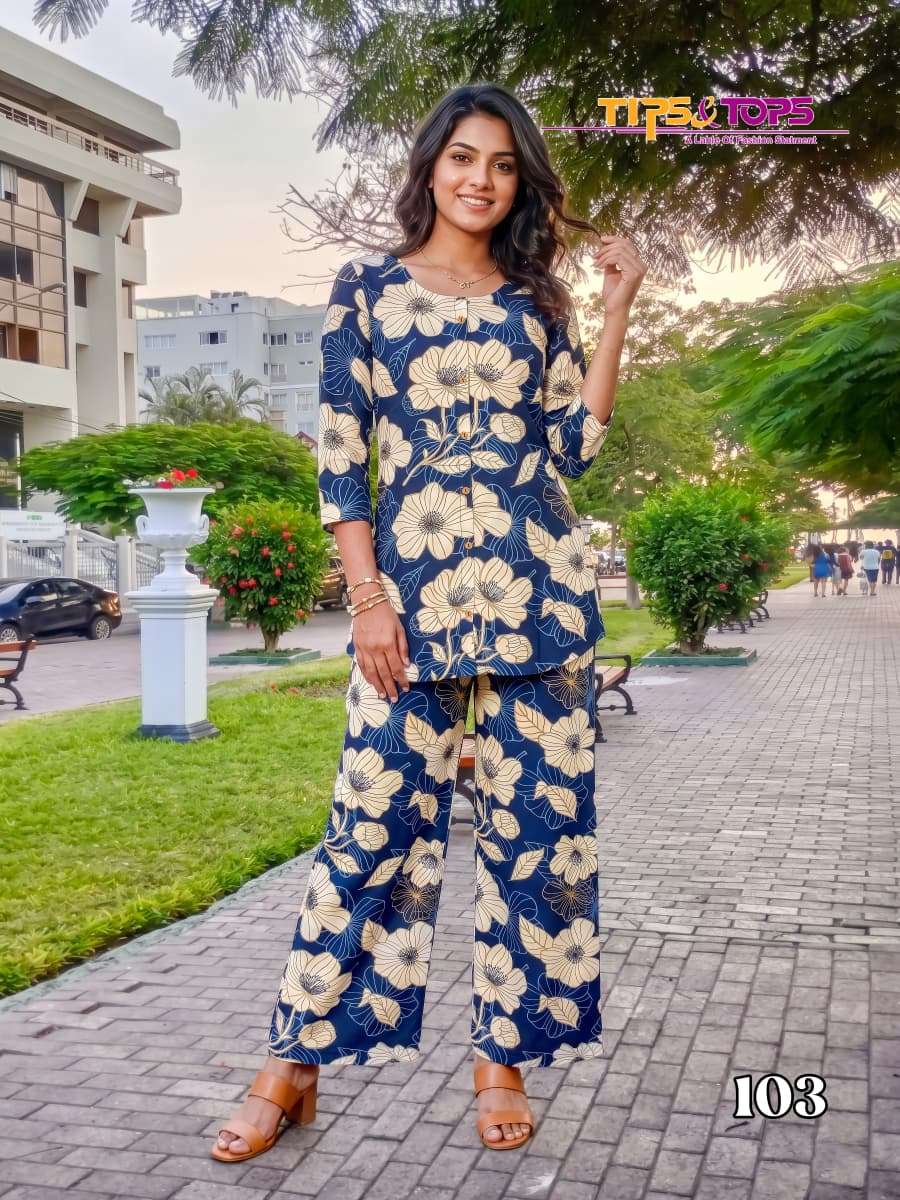 TIPS AND TOPS FASHION BEATS VOL 17 RAYON PRINT FANCY COOL LOOK SUMMER WEAR LADIES CO-ORD SET