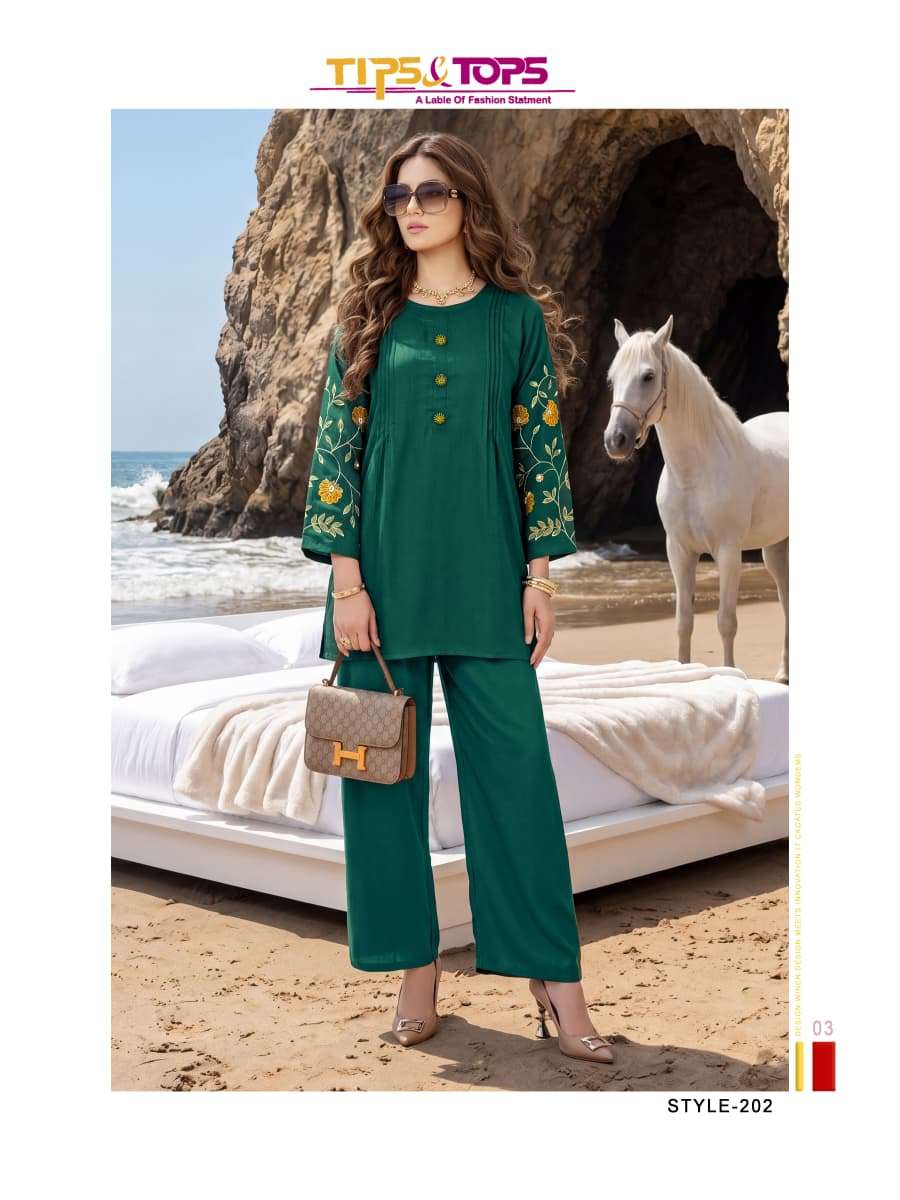 TIPS AND TOPS HONEY RAYON FANCY COOL LOOKS SUMMER WEAR LADIES CO-ORD SET