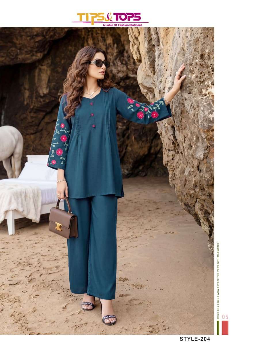 TIPS AND TOPS HONEY RAYON FANCY COOL LOOKS SUMMER WEAR LADIES CO-ORD SET