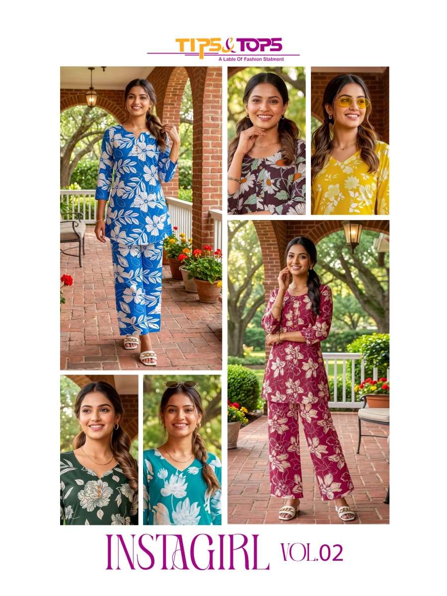 TIPS AND TOPS INSTAGIRL VOL 2 RAYON PRINT FANCY SUMMER WEAR CO-ORD SET 
