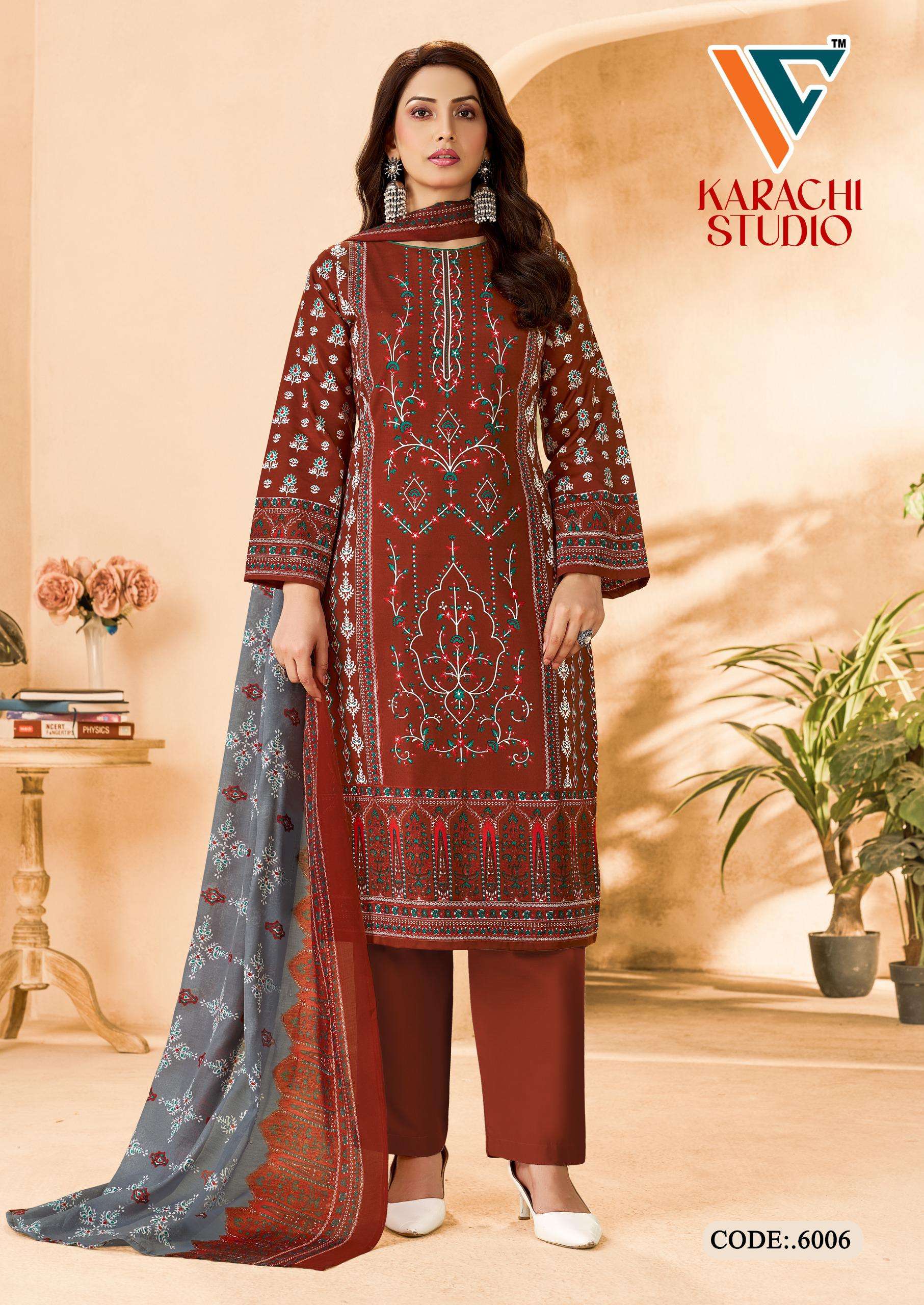 VANDANA‎‎‎‎ CREATION KARACHI STUDIO VOL 6 COTTON DIGITAL PRINTS SALWAR SUITS 