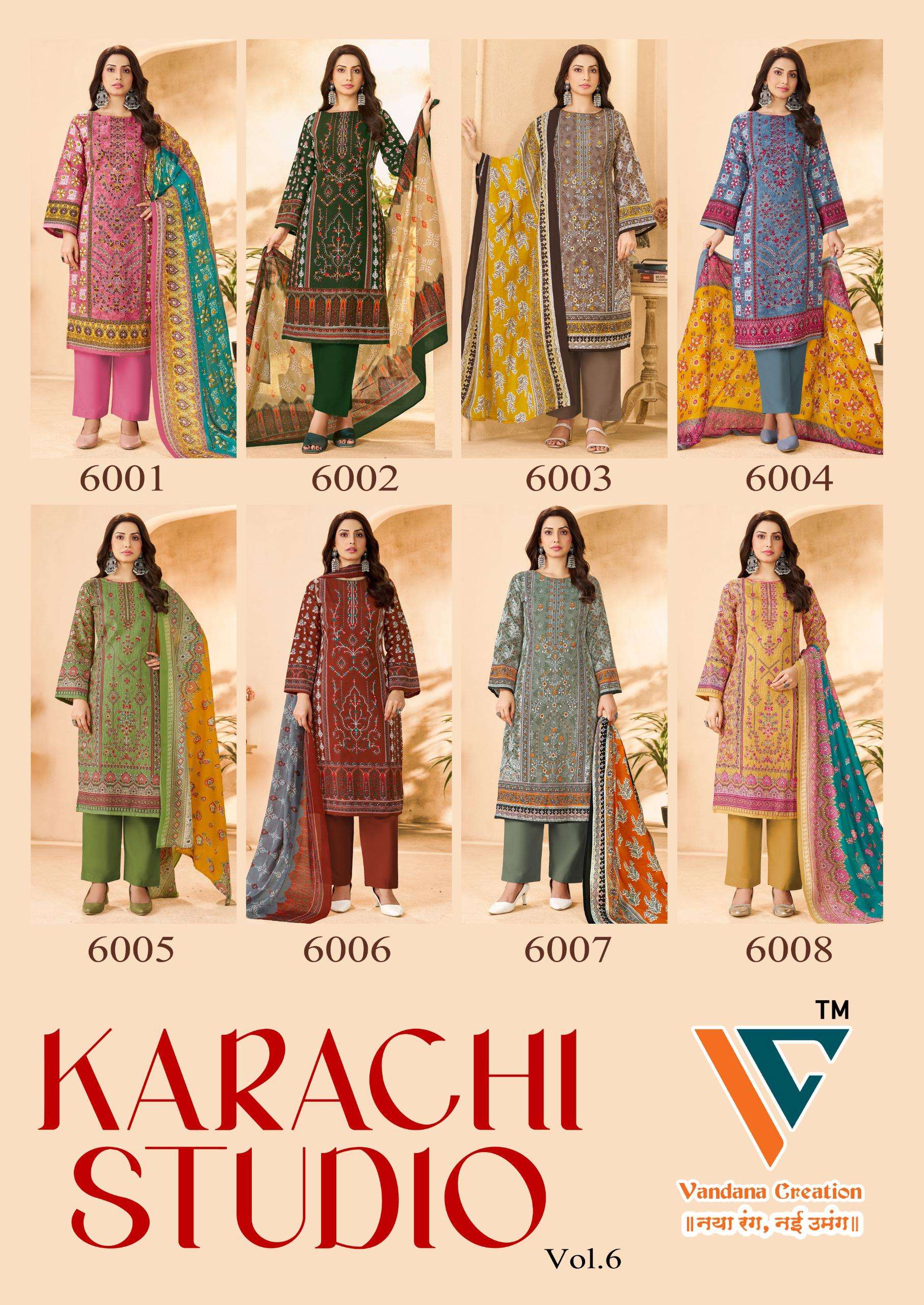 VANDANA‎‎‎‎ CREATION KARACHI STUDIO VOL 6 COTTON DIGITAL PRINTS SALWAR SUITS 