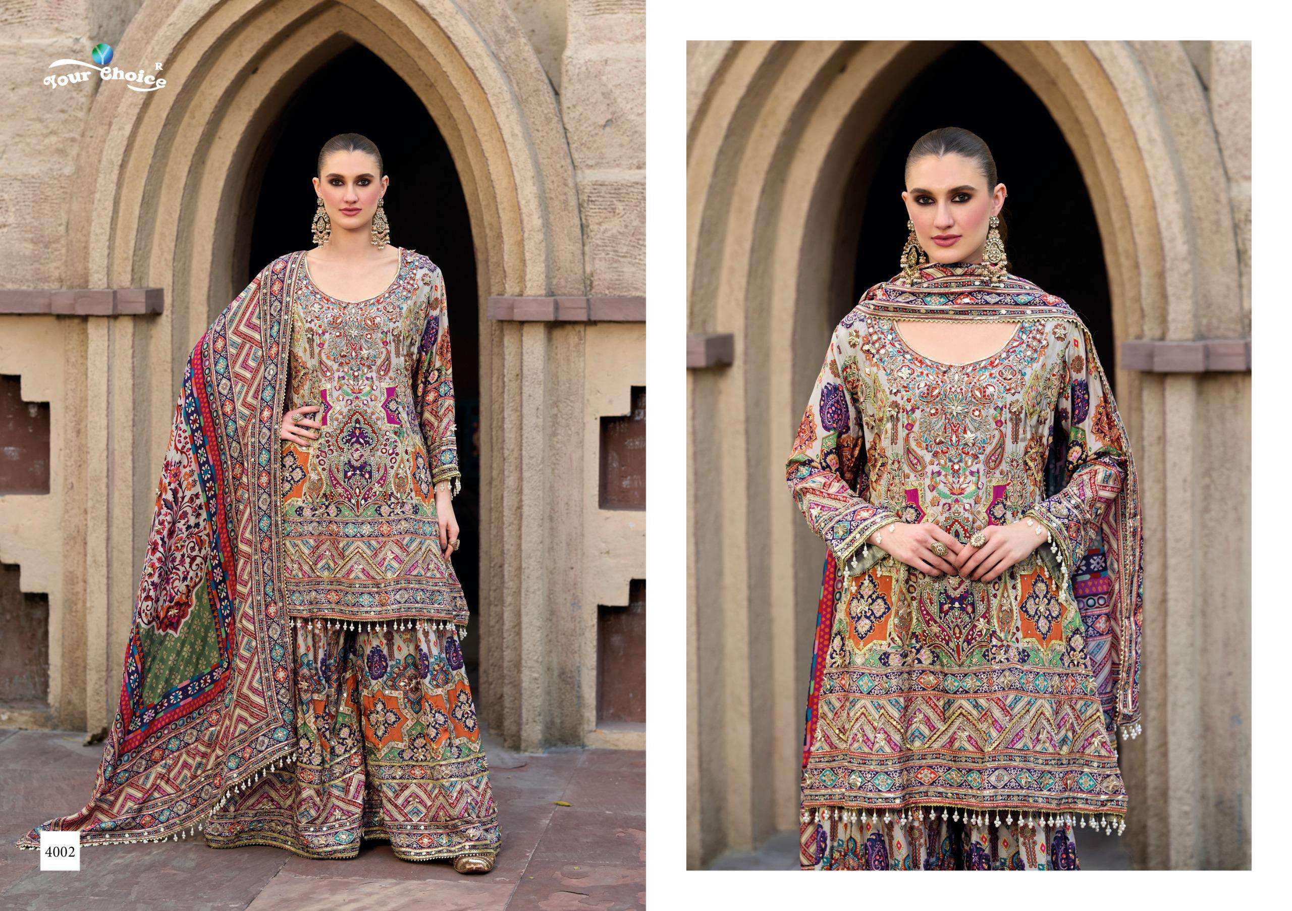 YOUR CHOICE SEERAT VOL 4 CHINON HEAVY EMBROIDERY DESIGNER FESTIVE WEAR SUIT