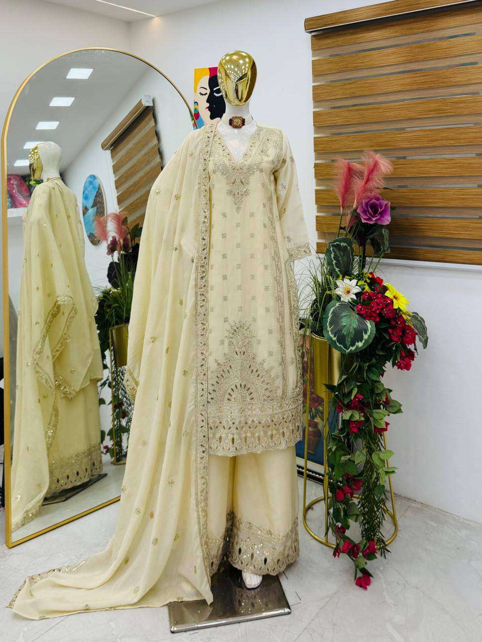 ZC 8022 SILK HEAVY EMBROIDERD ELEGANT LOOK BEAUTIFUL DESIGNER SUIT