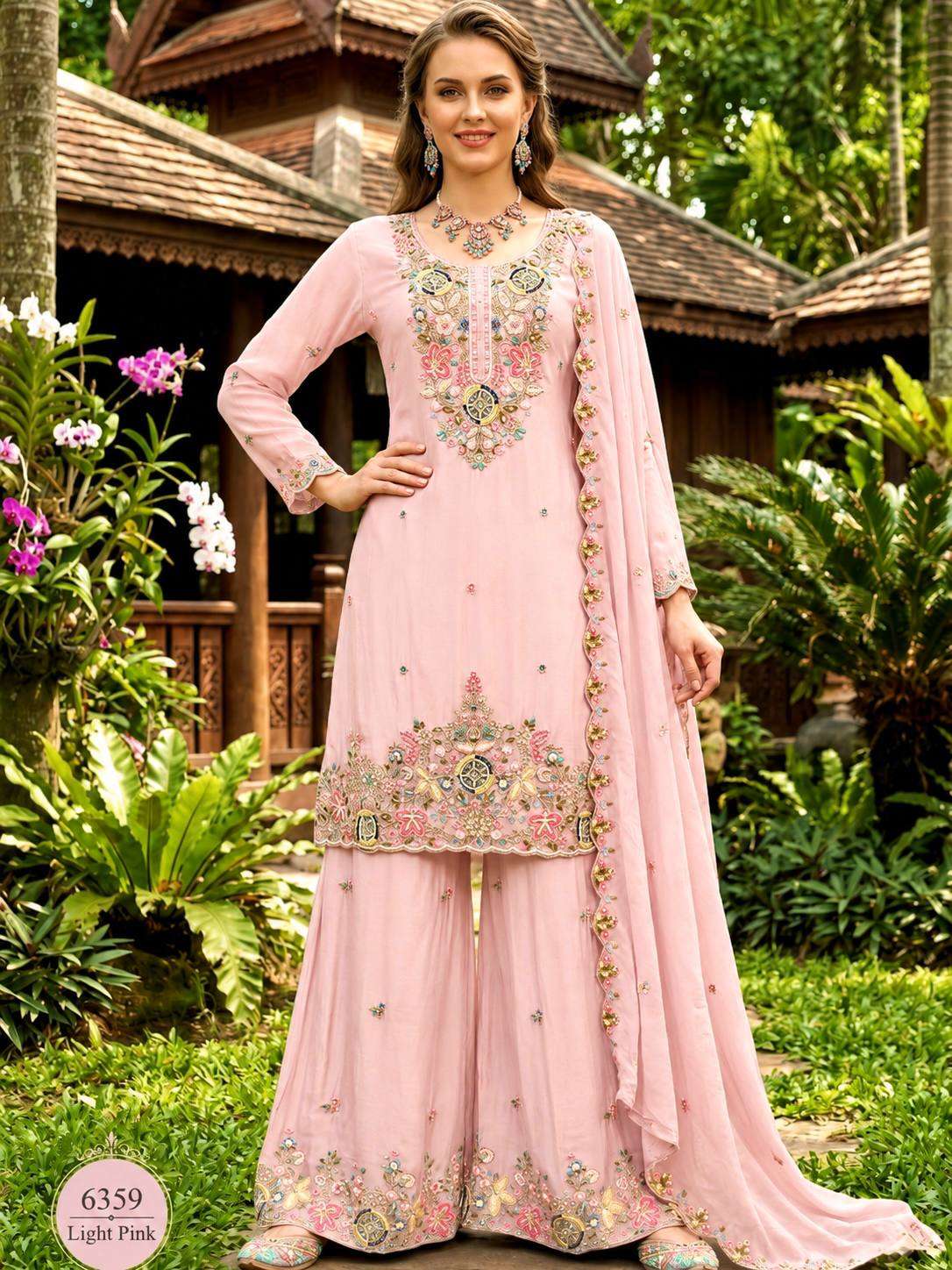 ZC 8025 CHANDERI SILK DESIGNER WORK PARTY WEAR LADIES SHARARA SUIT