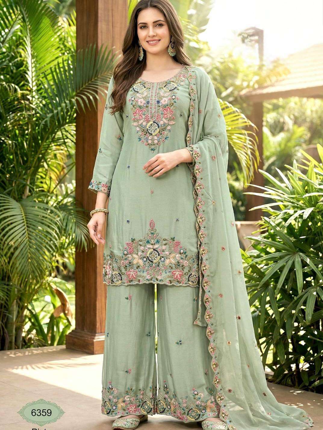ZC 8025 CHANDERI SILK DESIGNER WORK PARTY WEAR LADIES SHARARA SUIT