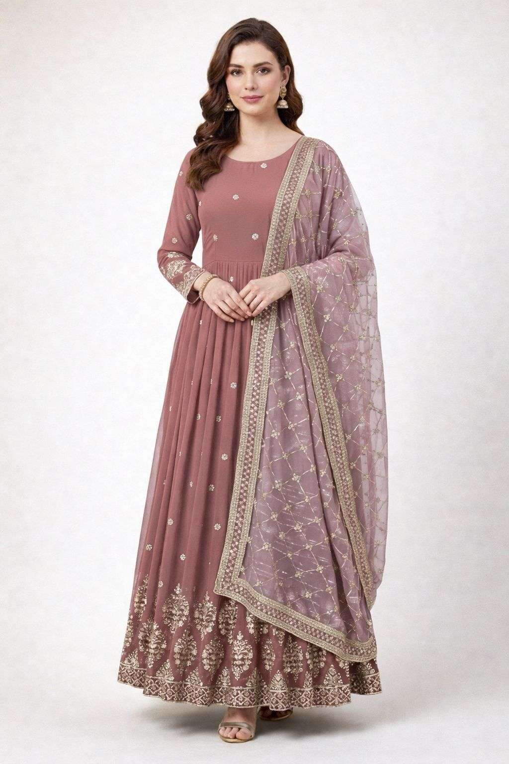 ZF 359 GEORGETTE DESIGNER PARTY WEAR WEAR ANARKALI GOWN WITH DUPATTA 