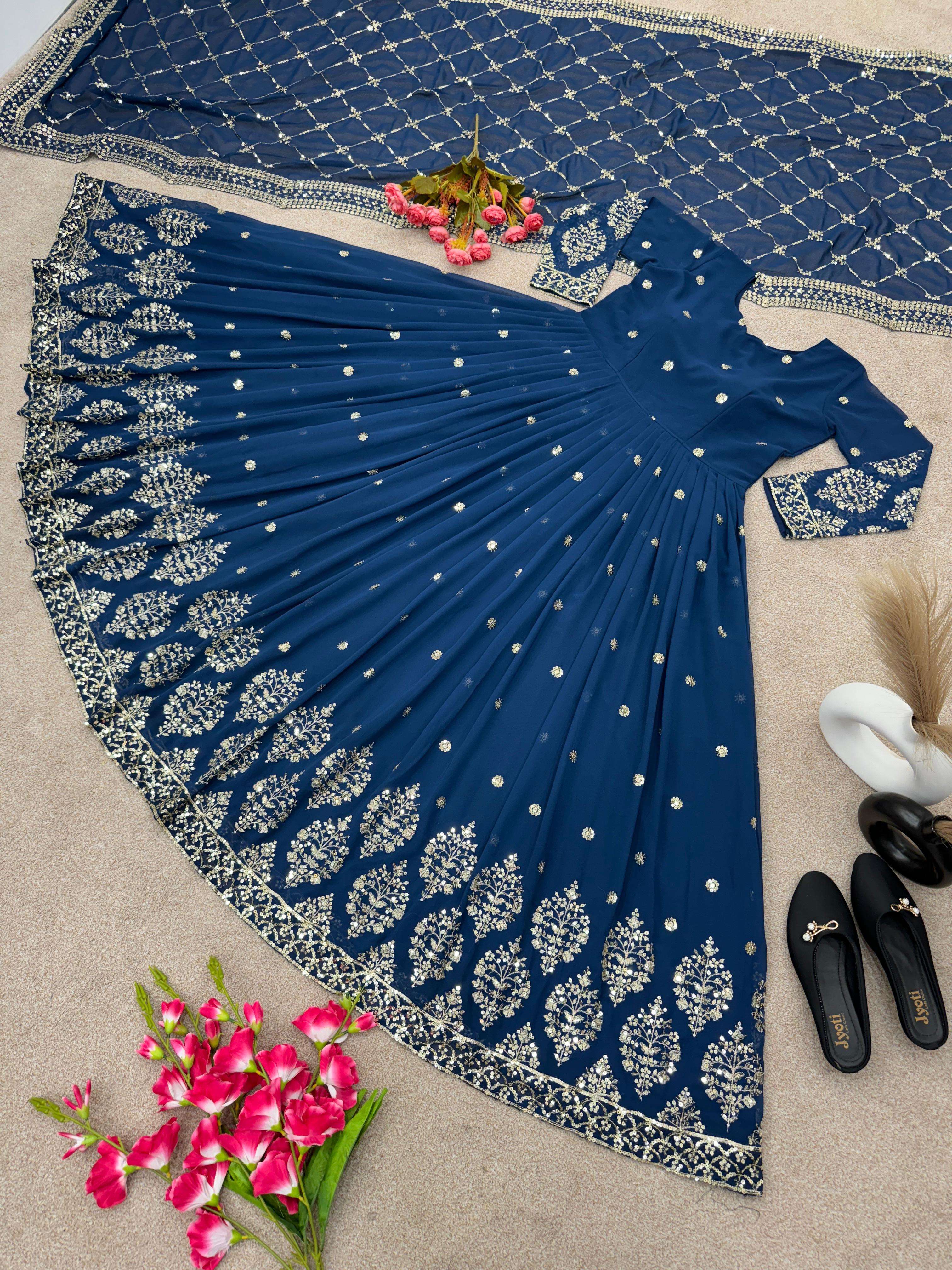 ZF 359 GEORGETTE DESIGNER PARTY WEAR WEAR ANARKALI GOWN WITH DUPATTA 