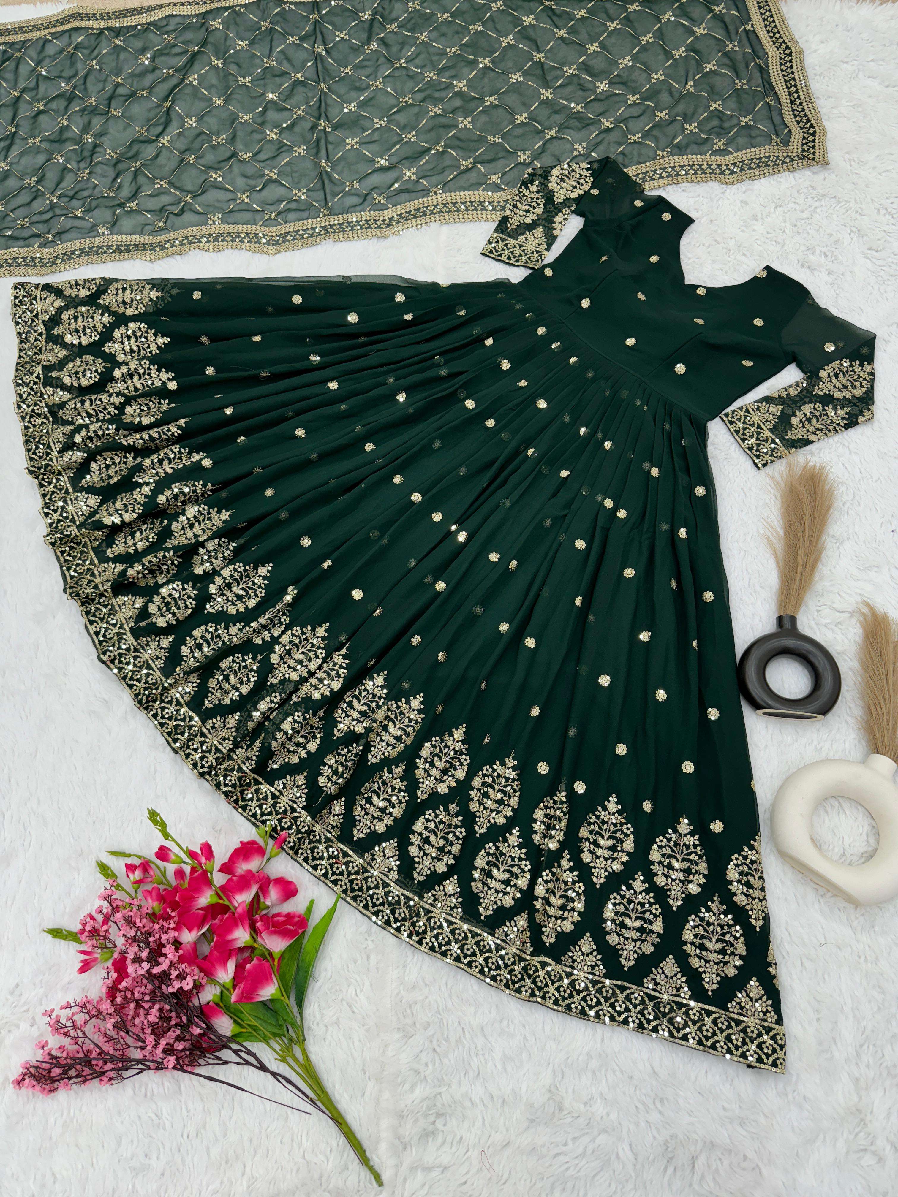 ZF 359 GEORGETTE DESIGNER PARTY WEAR WEAR ANARKALI GOWN WITH DUPATTA 