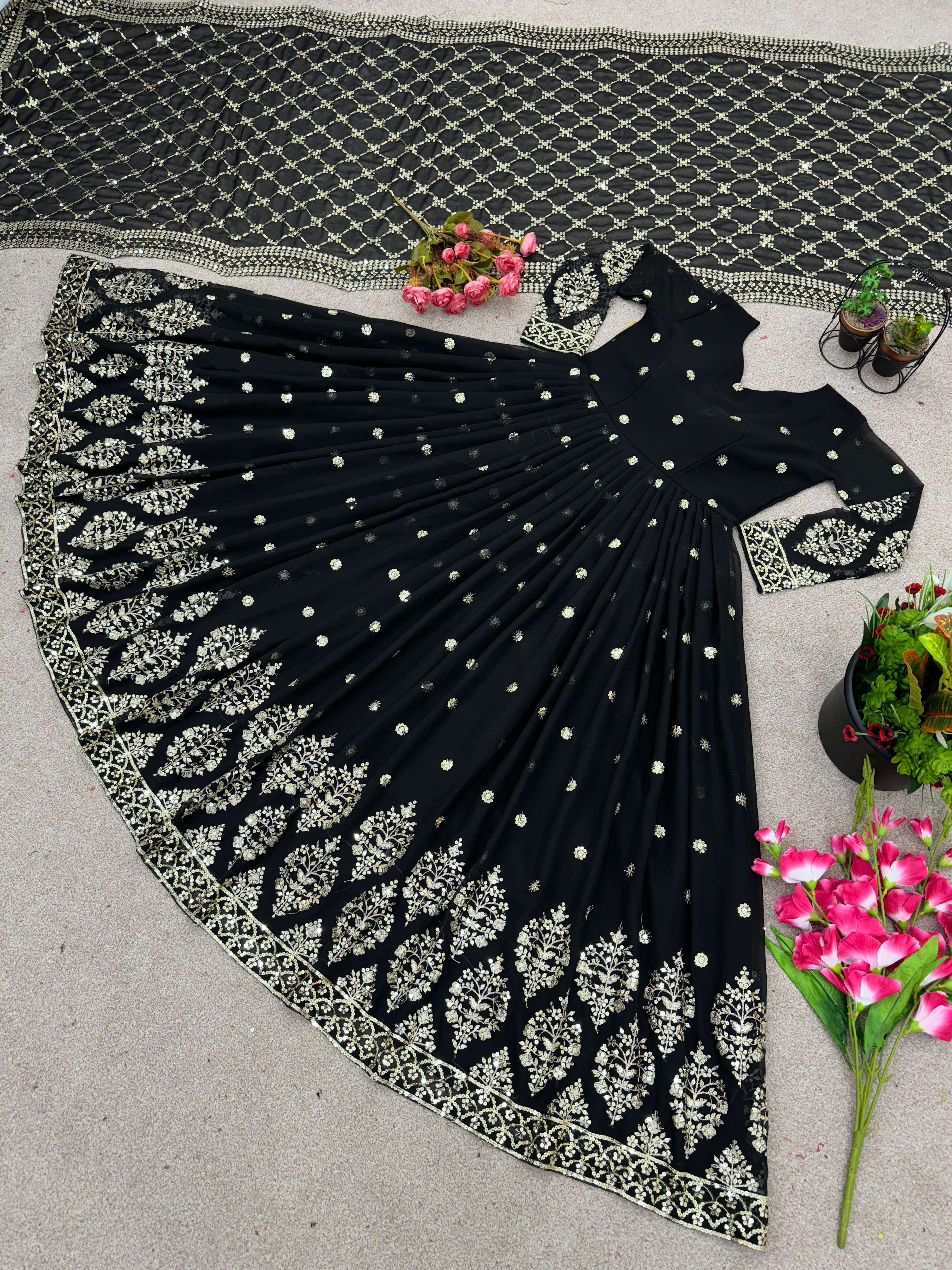 ZF 359 GEORGETTE DESIGNER PARTY WEAR WEAR ANARKALI GOWN WITH DUPATTA 