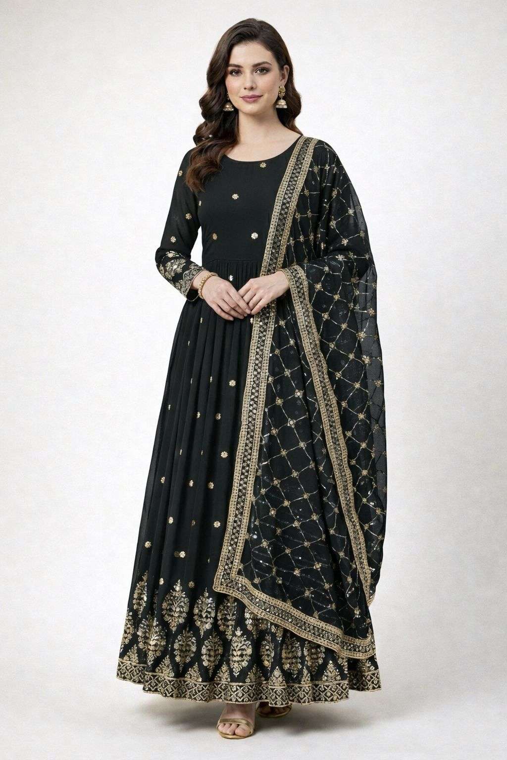 ZF 359 GEORGETTE DESIGNER PARTY WEAR WEAR ANARKALI GOWN WITH DUPATTA 