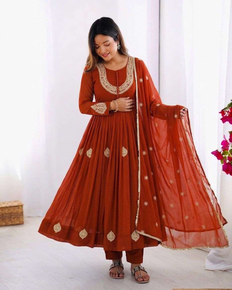 ZF 5018 GEORGETTE DESIGNER LOOK PARTY WEAR ANARKALI GOWN STYLE SUIT 