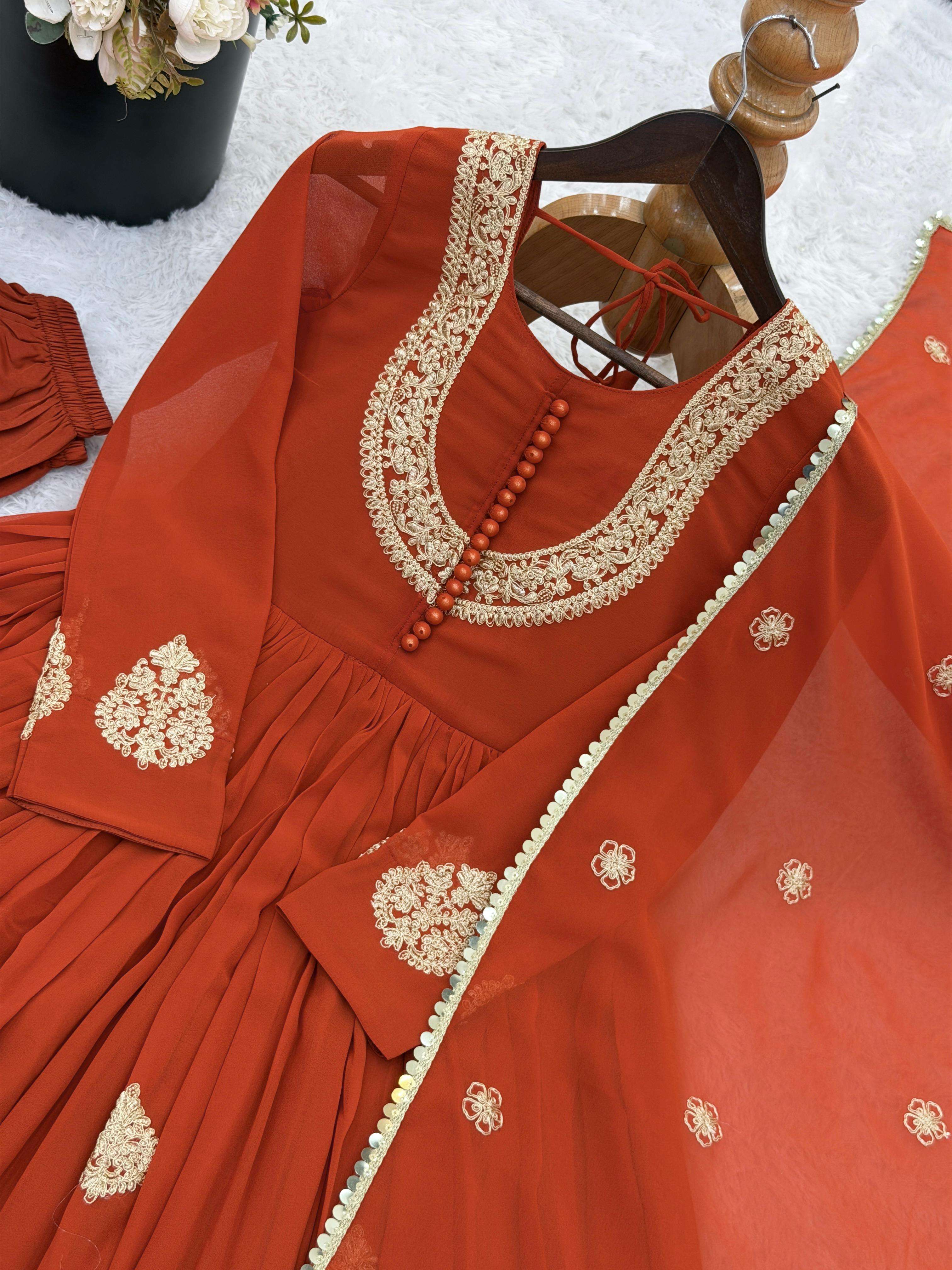 ZF 5018 GEORGETTE DESIGNER LOOK PARTY WEAR ANARKALI GOWN STYLE SUIT 