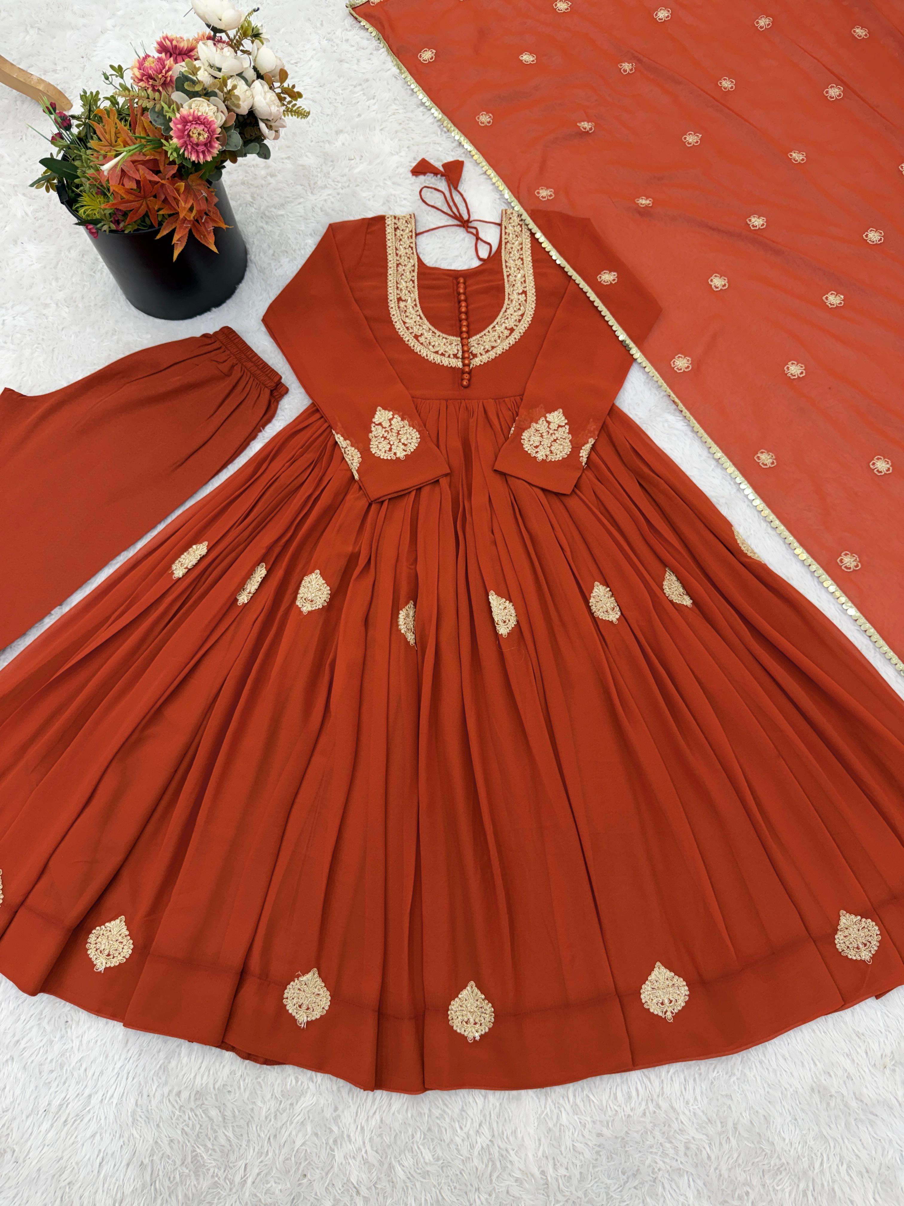 ZF 5018 GEORGETTE DESIGNER LOOK PARTY WEAR ANARKALI GOWN STYLE SUIT 
