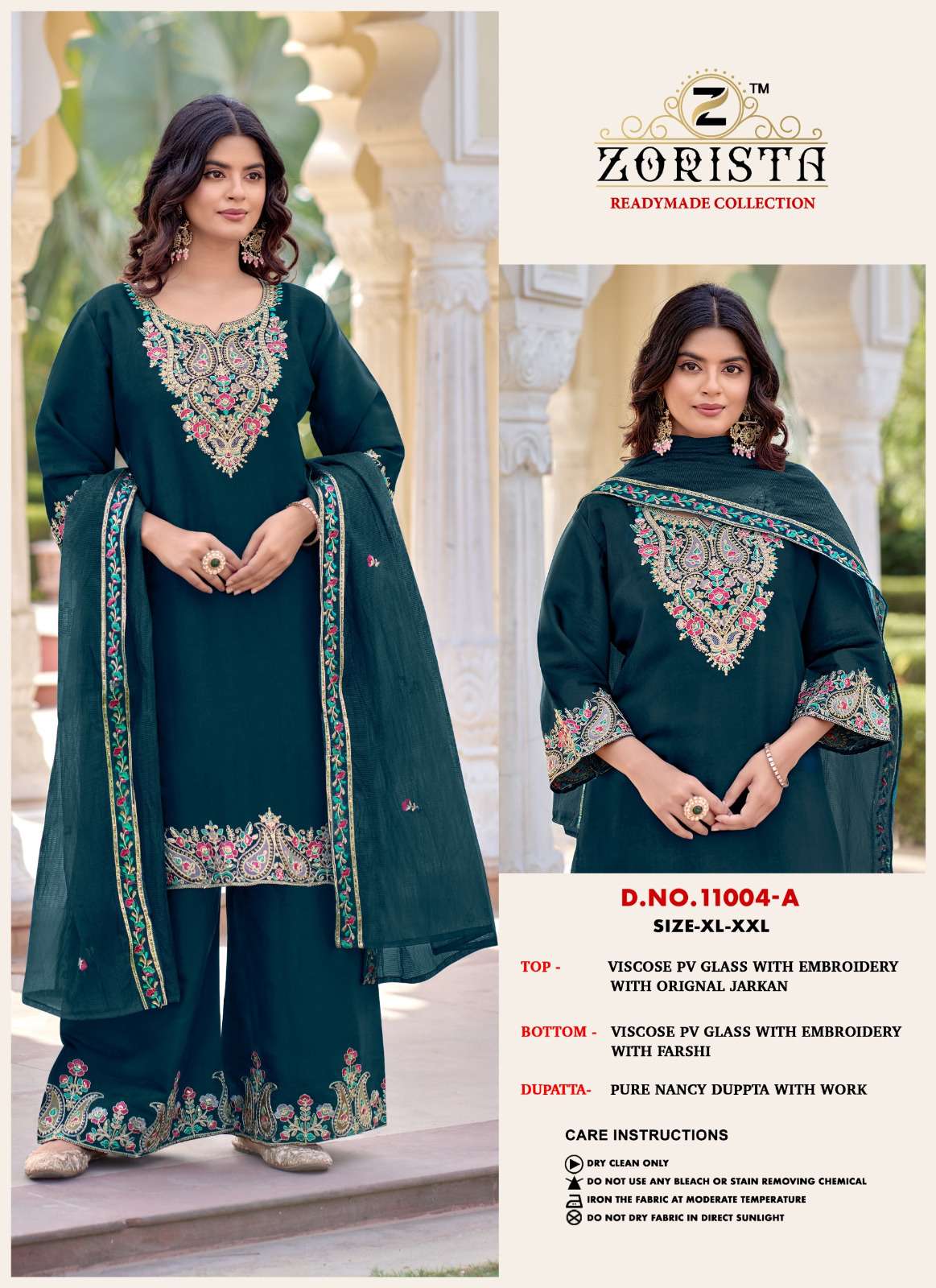 ZORISTA D NO 11004 SILK WITH HEVAY EMBROIDERY DESIGNER READY MADE SUIT