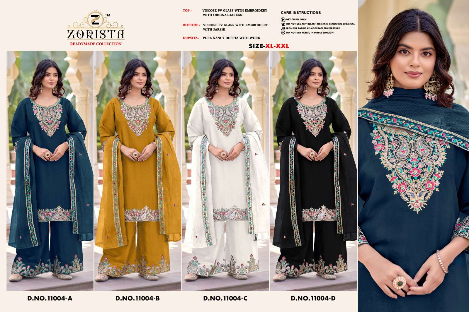 ZORISTA D NO 11004 SILK WITH HEVAY EMBROIDERY DESIGNER READY MADE SUIT
