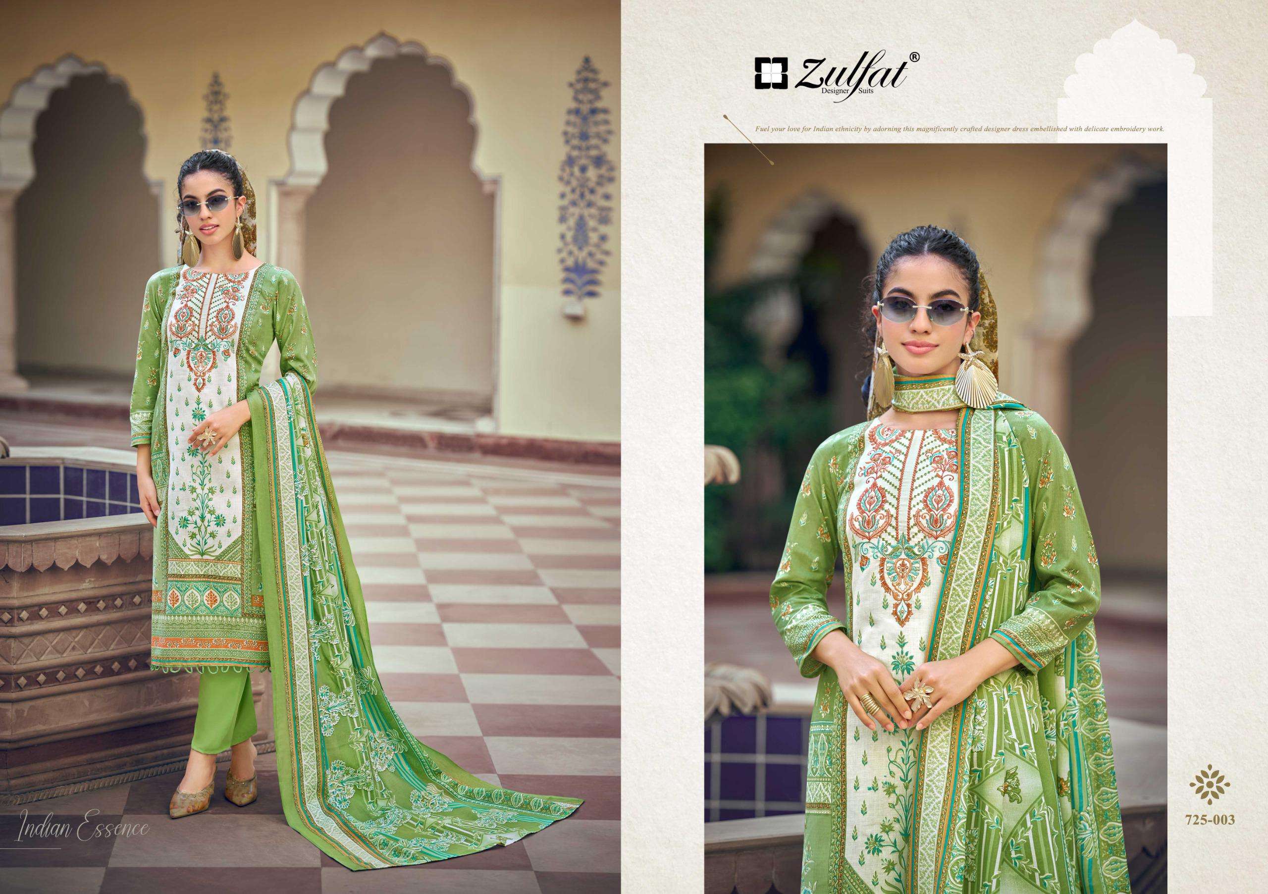 ZULFAT DESIGNER SUITS SANA SAFINA VOL 6 COTTON PRINT WITH FANCY WORK SUIT