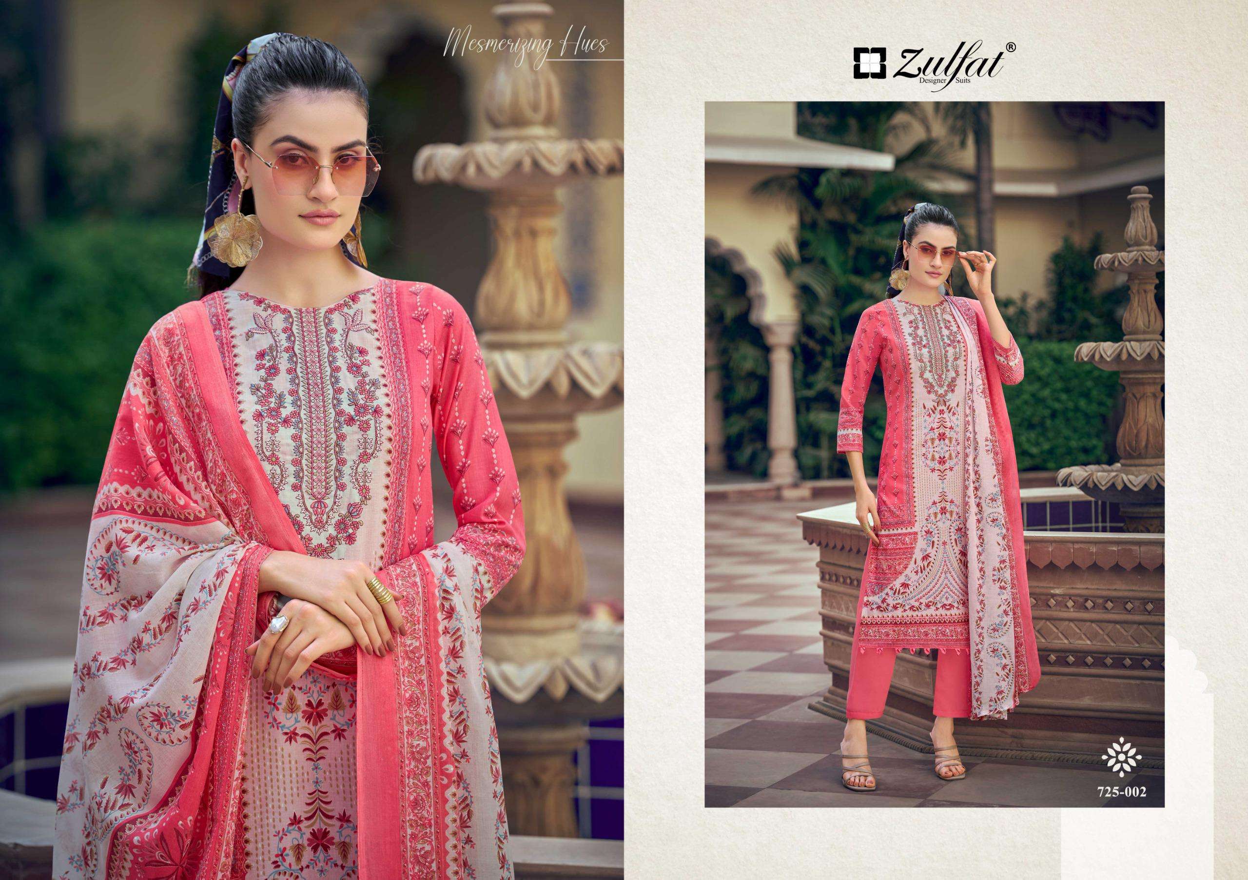 ZULFAT DESIGNER SUITS SANA SAFINA VOL 6 COTTON PRINT WITH FANCY WORK SUIT