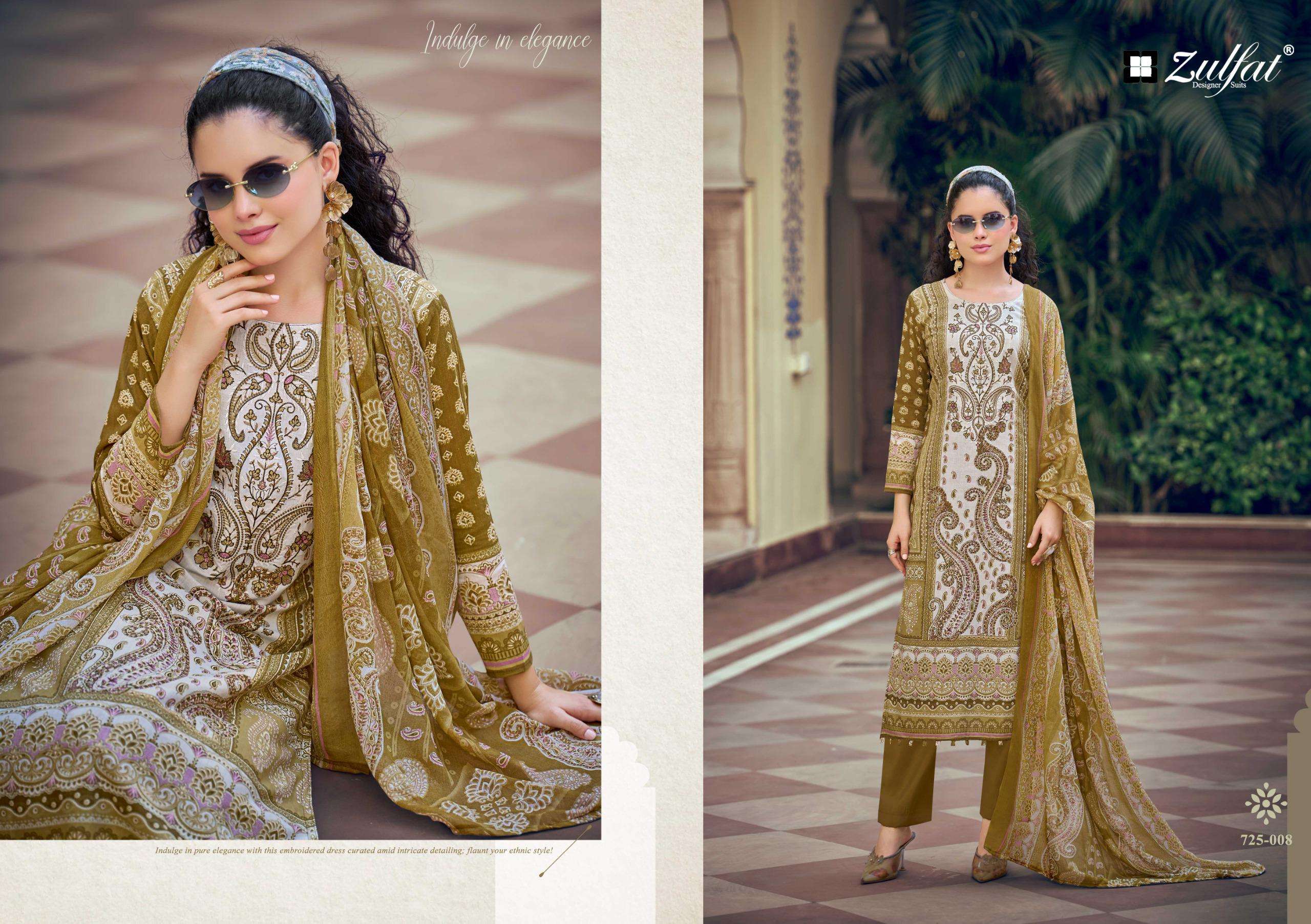 ZULFAT DESIGNER SUITS SANA SAFINA VOL 6 COTTON PRINT WITH FANCY WORK SUIT