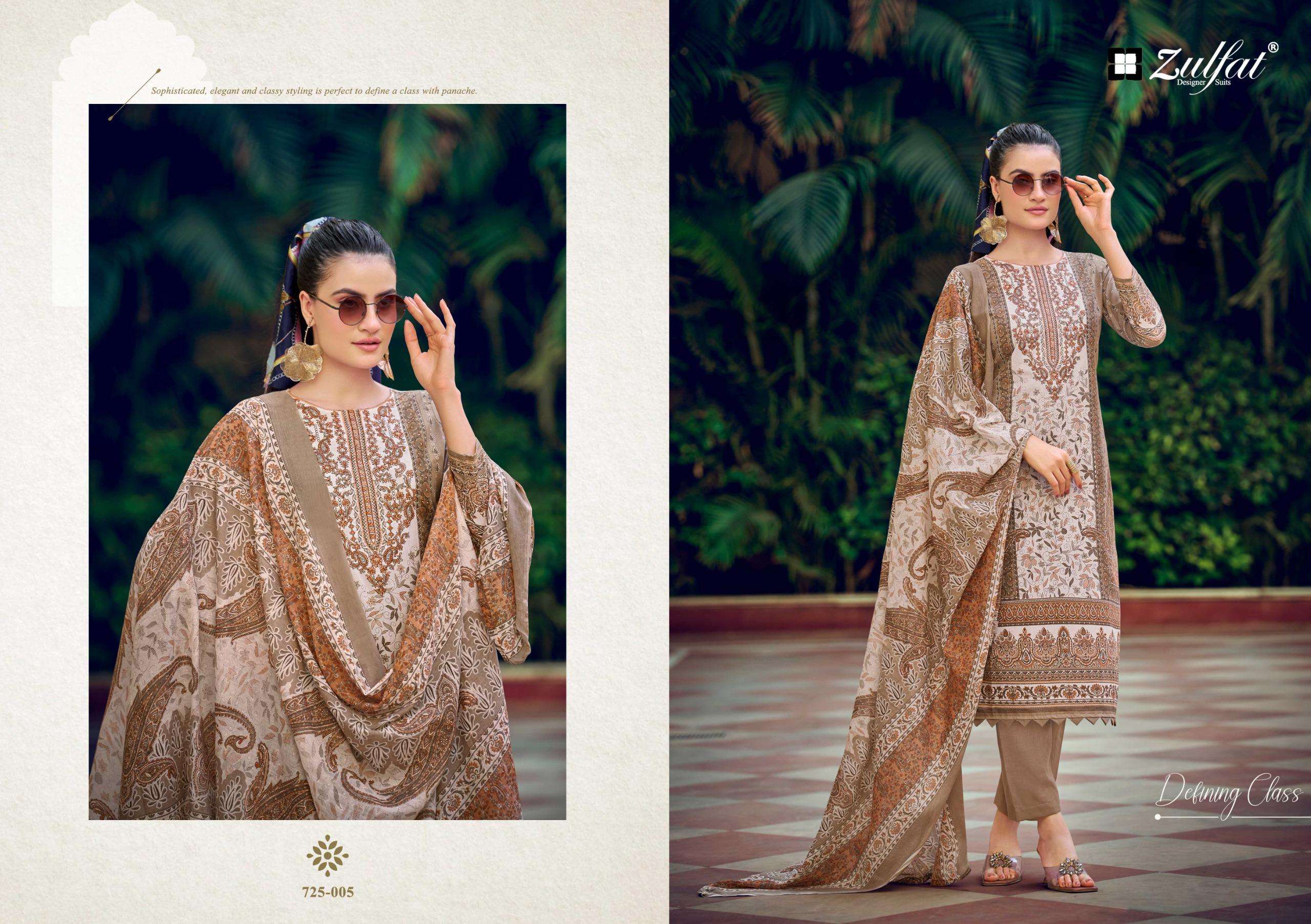 ZULFAT DESIGNER SUITS SANA SAFINA VOL 6 COTTON PRINT WITH FANCY WORK SUIT