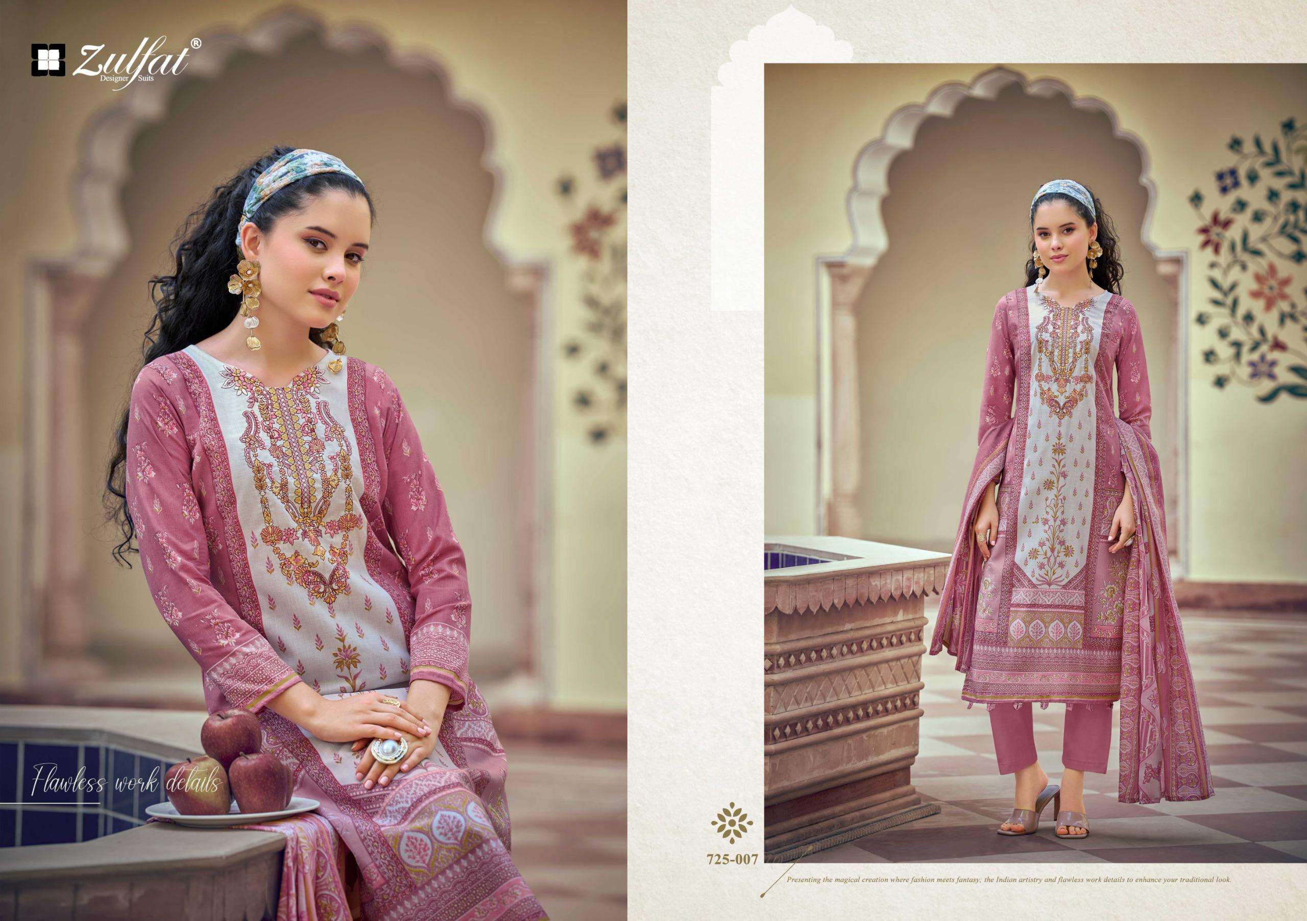 ZULFAT DESIGNER SUITS SANA SAFINA VOL 6 COTTON PRINT WITH FANCY WORK SUIT
