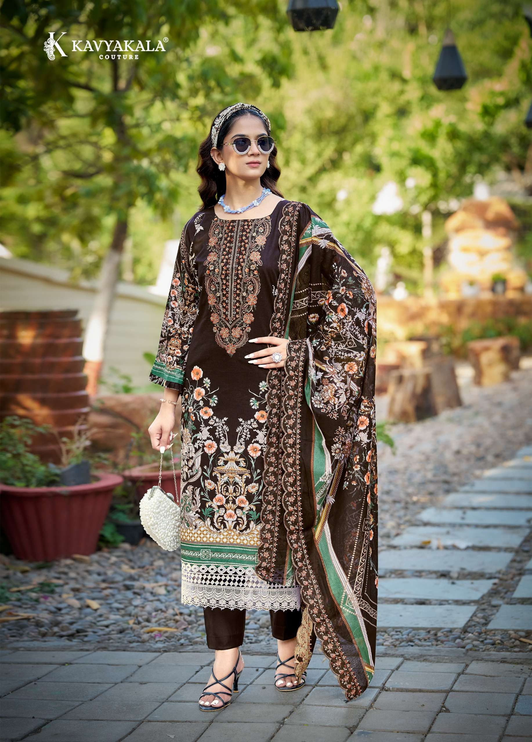 ‎‎ KAVYA‎‎ KALA COUTURE ANARKALI VOL 25 LAWN COTTON DIGITAL PRINT WITH WORK SUIT
