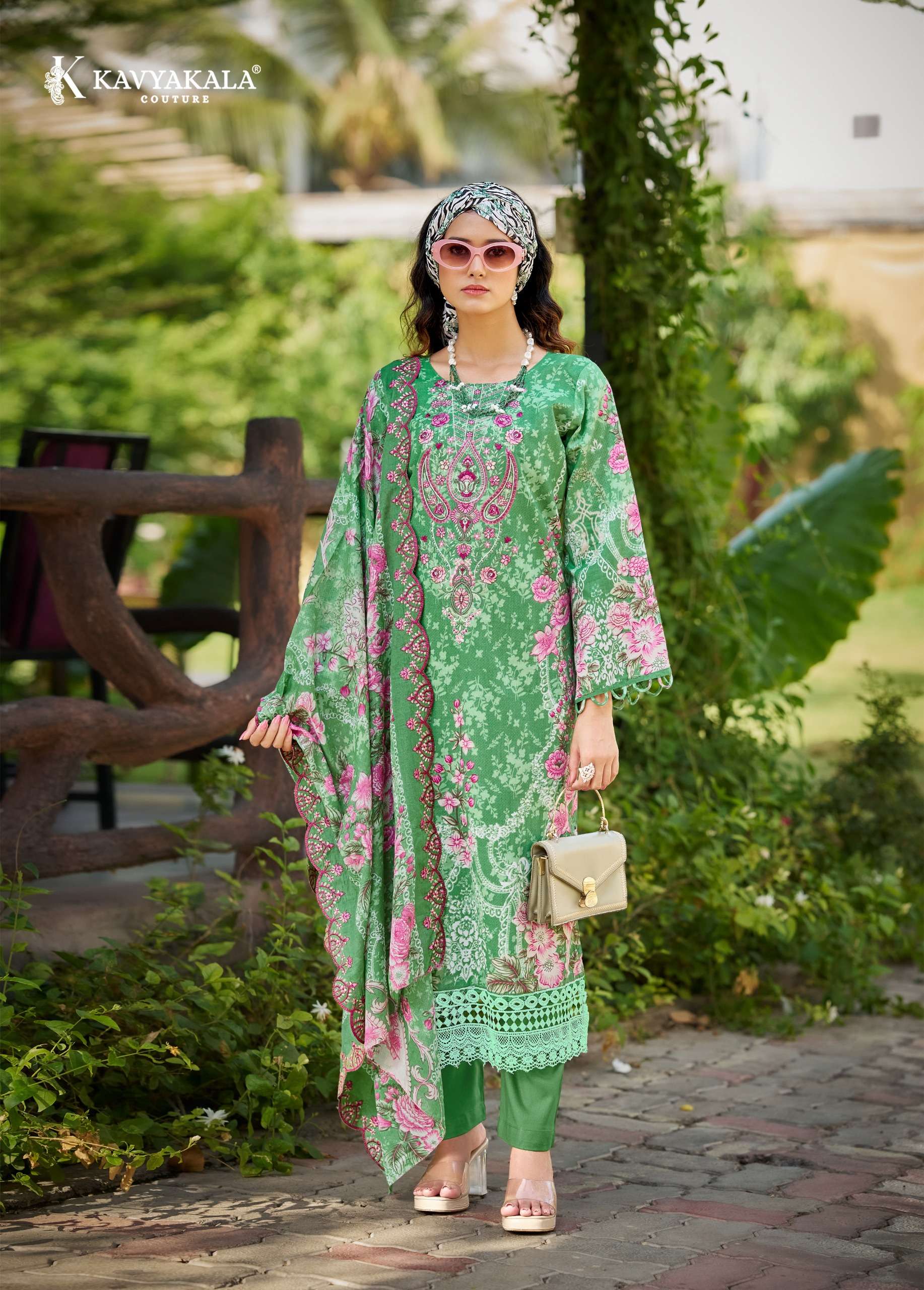 ‎‎ KAVYA‎‎ KALA COUTURE ANARKALI VOL 25 LAWN COTTON DIGITAL PRINT WITH WORK SUIT
