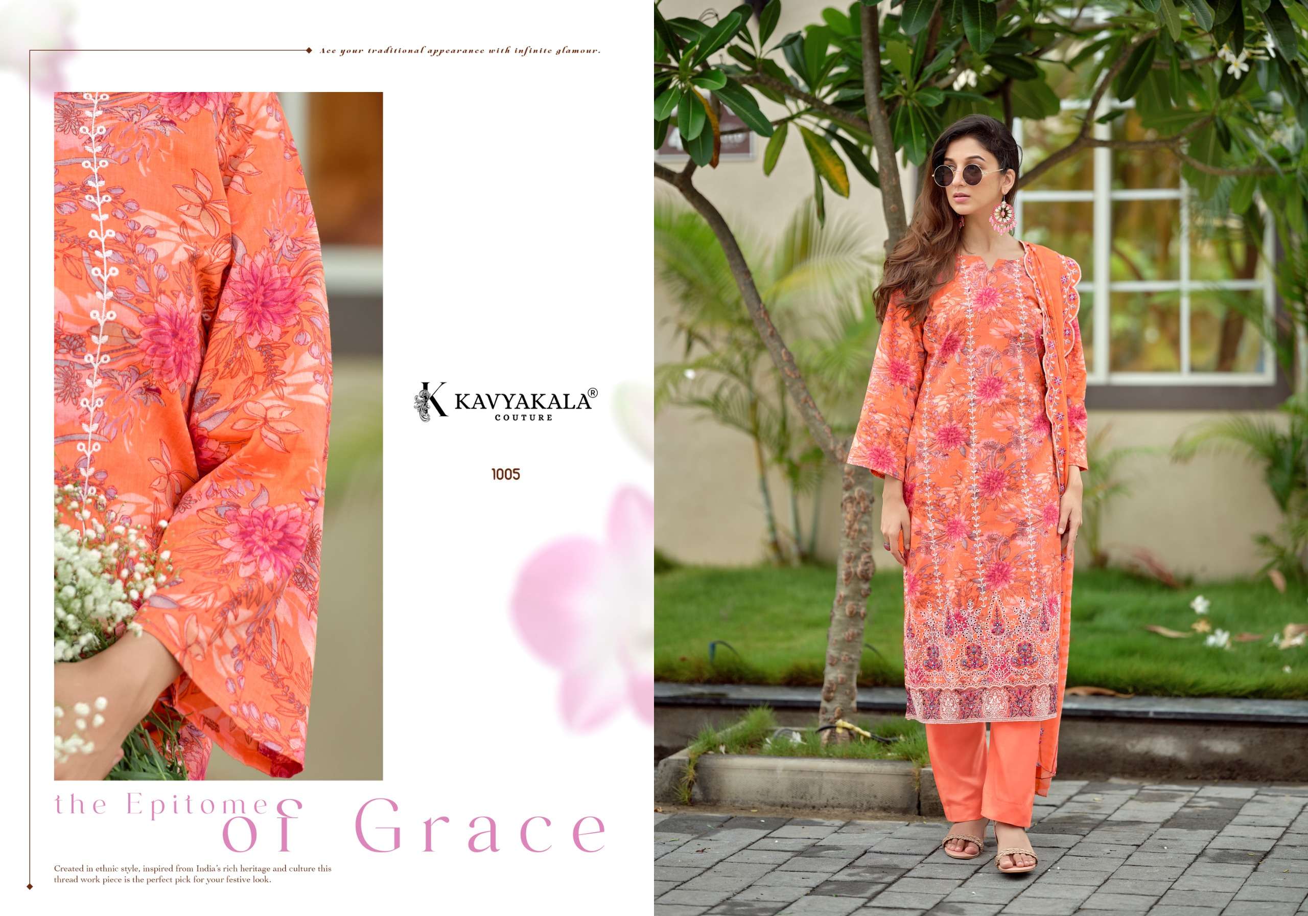 ‎‎ KAVYA‎‎ KALA COUTURE NIRMOHI VOL 4 LAWN COTTON PRINT WITH FANCY EMBROIDERY WORK SUIT