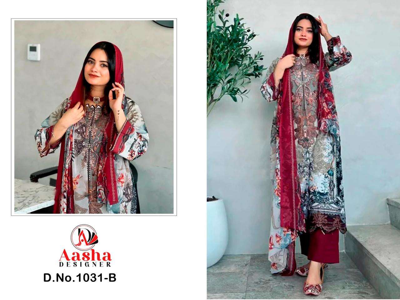 AASHA DESIGNER D NO 1031 COTTON PATCH EMBROIDERY WORK SALWAR KAMEEZ 