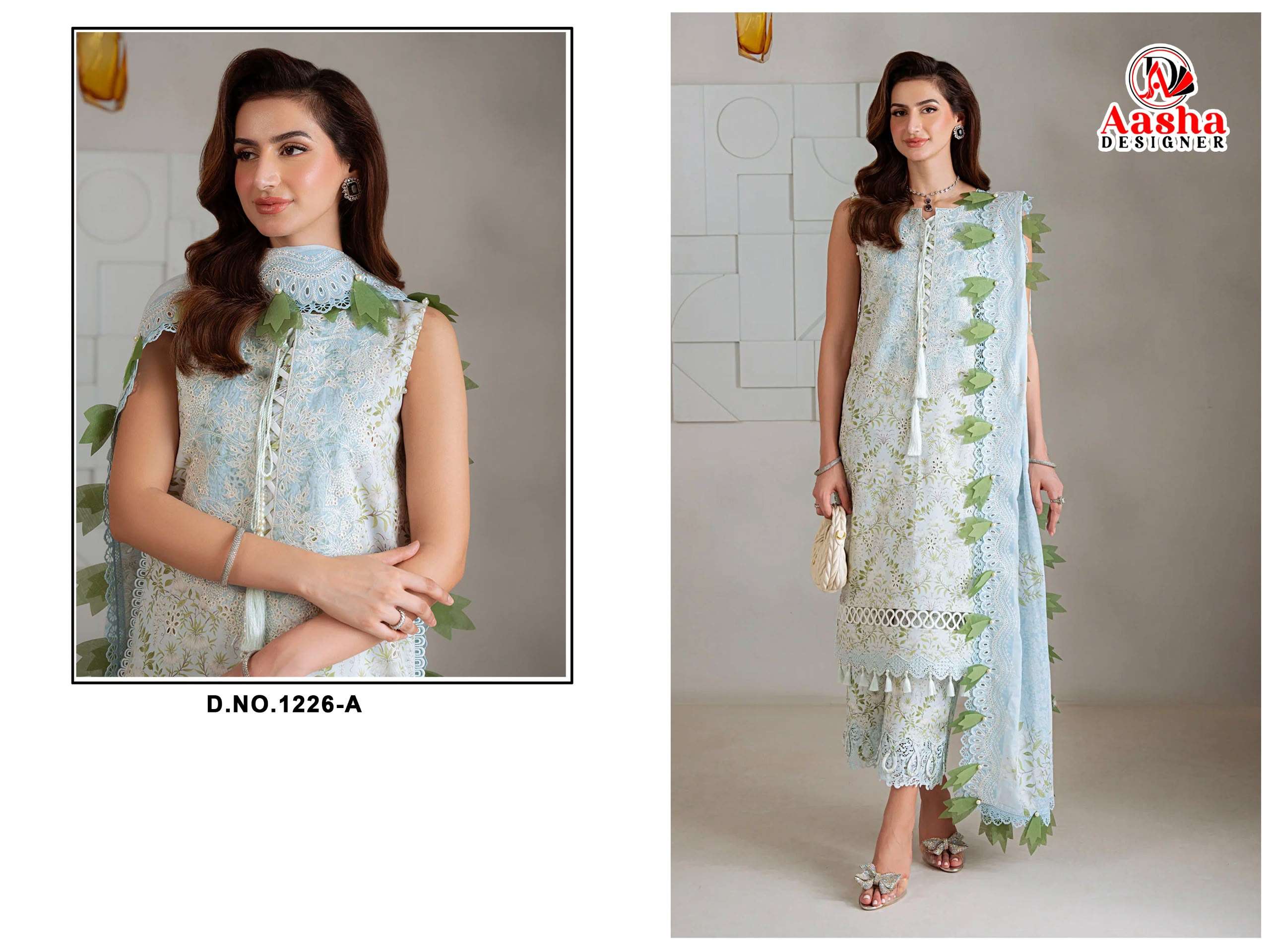 AASHA DESIGNER D NO 1226 COTTON PATCH EMBROIDERY WORK SALWAR KAMEEZ 